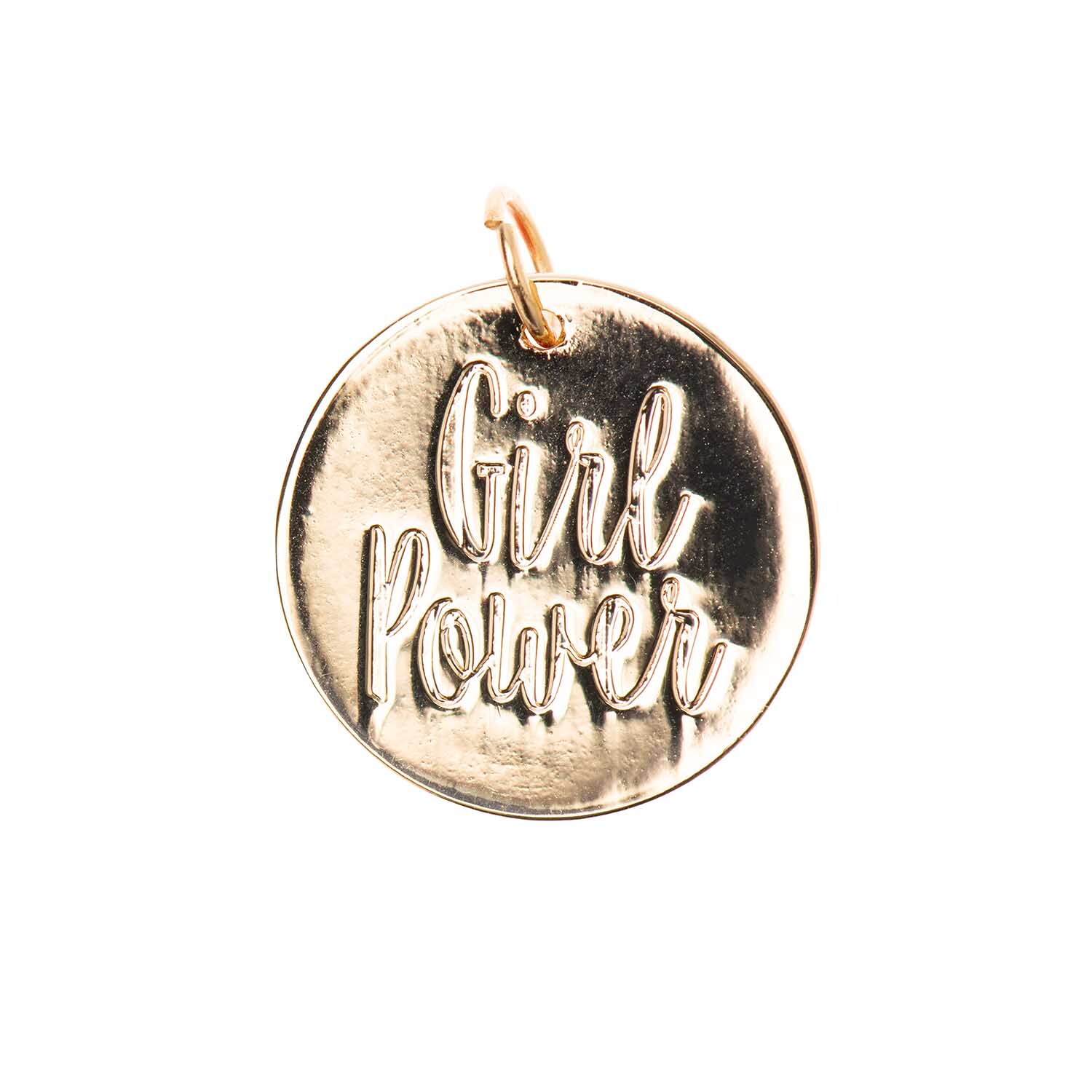 Mix it Up - Schmuckanhänger mit "Girl Power"-Gravur in Gold von Rico Design, rund und elegant.