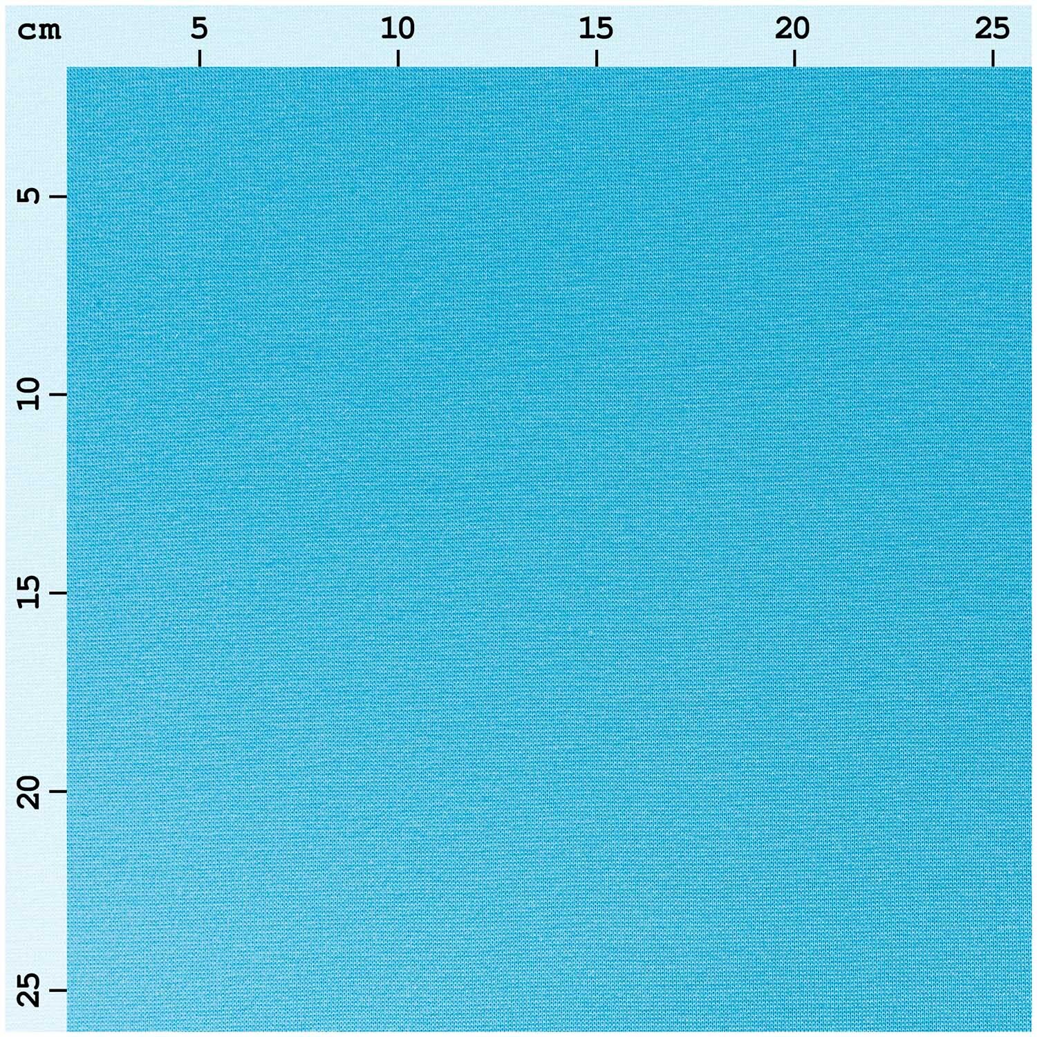 Stoff Jersey elastic 50x140cm in Türkis von Rico Design, dargestellt mit Maßangaben in Zentimetern.