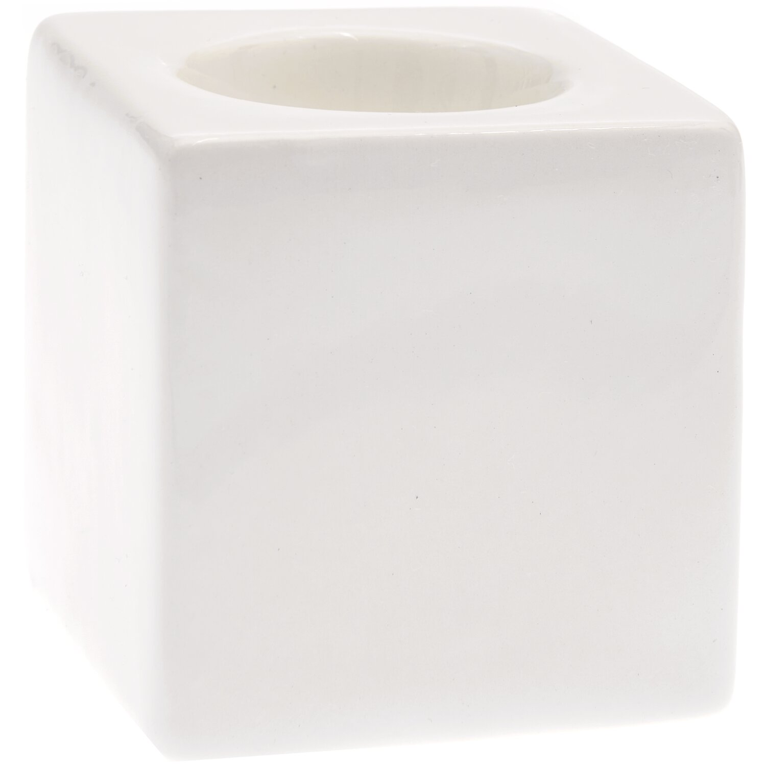 Porzellan-Teelichhalter weiß 7,3cm: Eleganter, weißer Teelichthalter aus Porzellan von Rico Design, ideal für stilvolle Dekorationen.