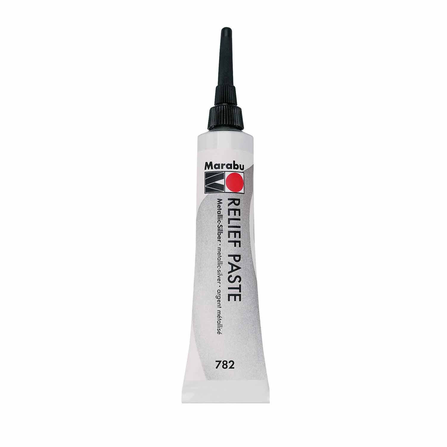 Reliefpaste 20ml von Marabu in Metallic-Silber, ideal für kreative Oberflächengestaltung.