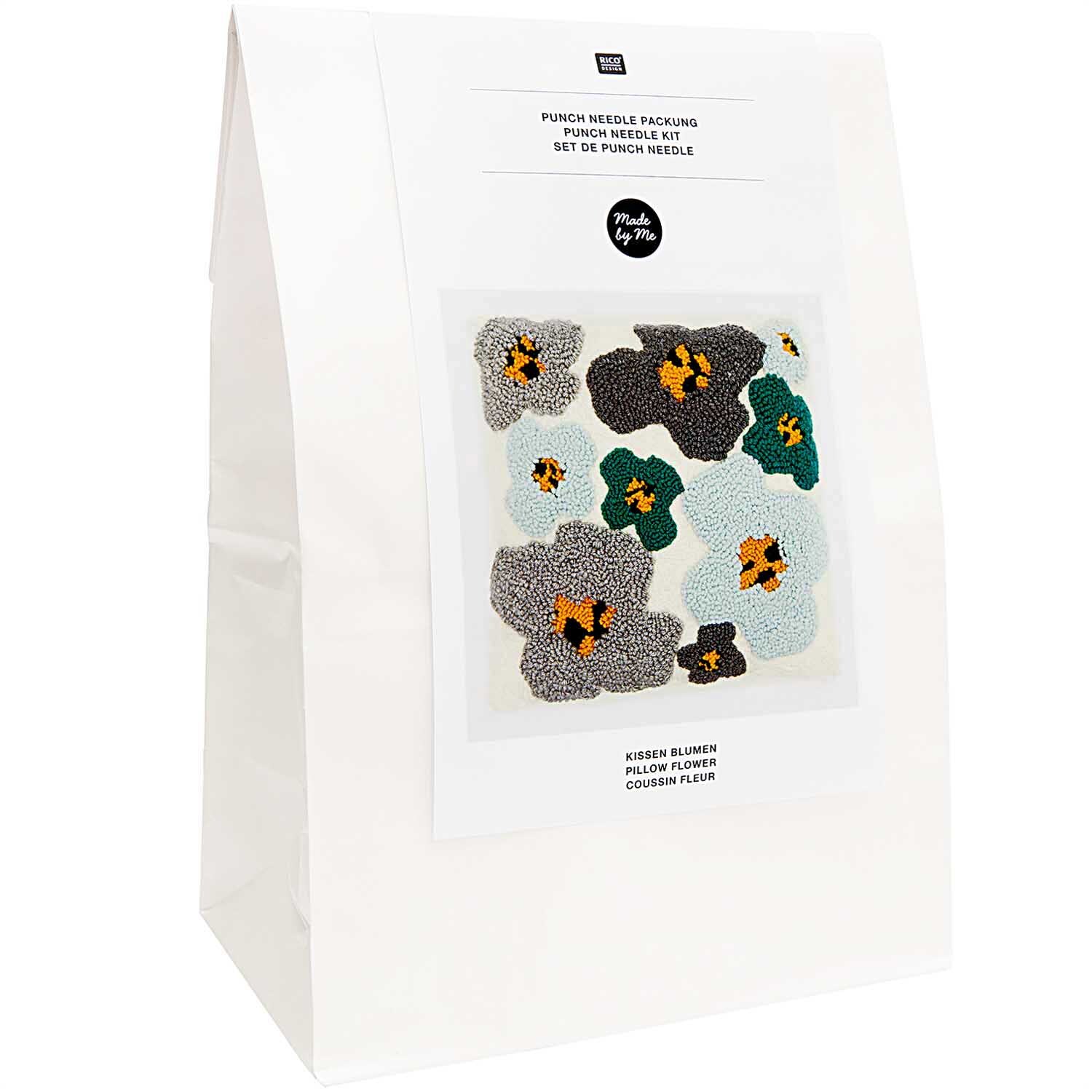 Punch Needle Packung Kissen Blumen inkl. Punch Needle von Rico Design