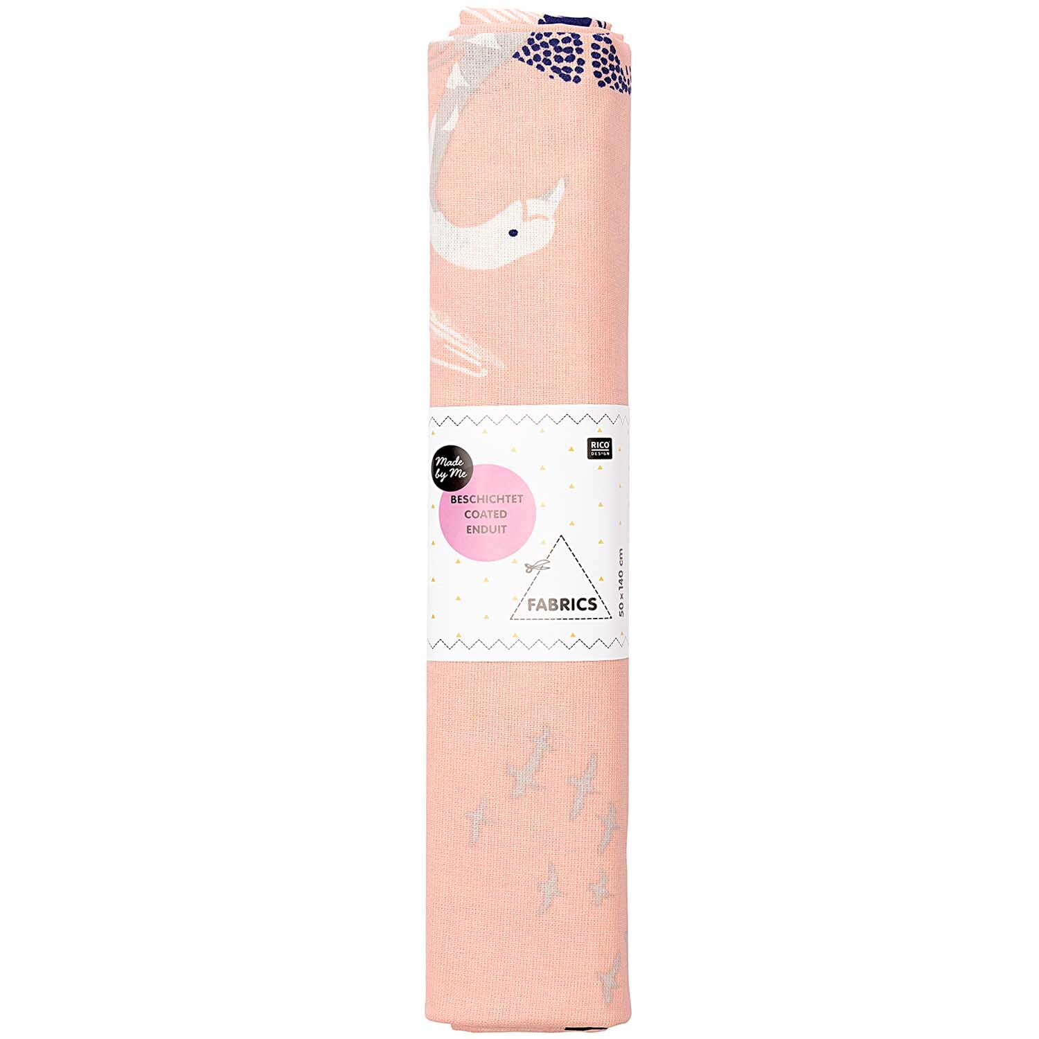 Druckstoff Okina Hana Schwan rosa-schwarz 50x140 beschichtet von Rico Design