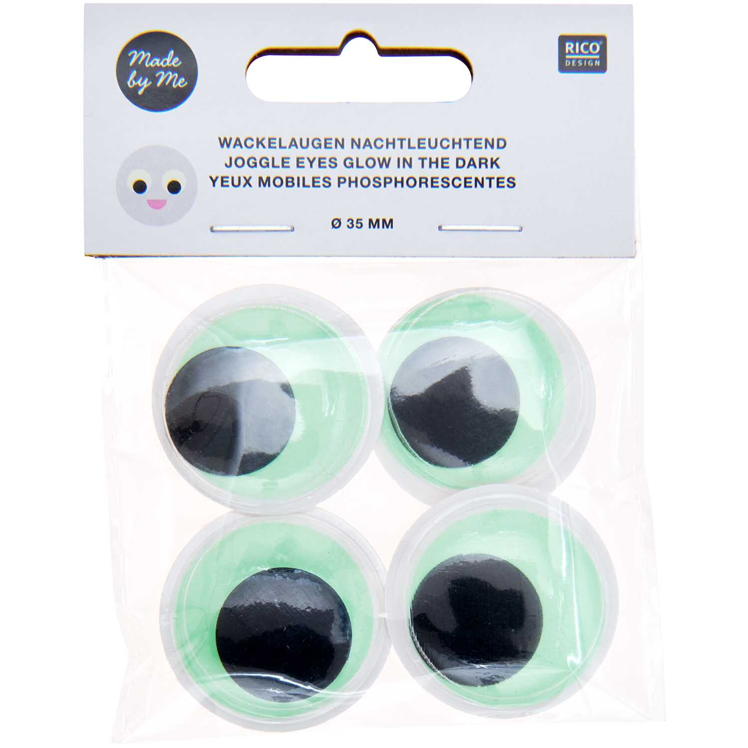 Wackelaugen nachtleuchtend 35mm 4 Stück von Rico Design