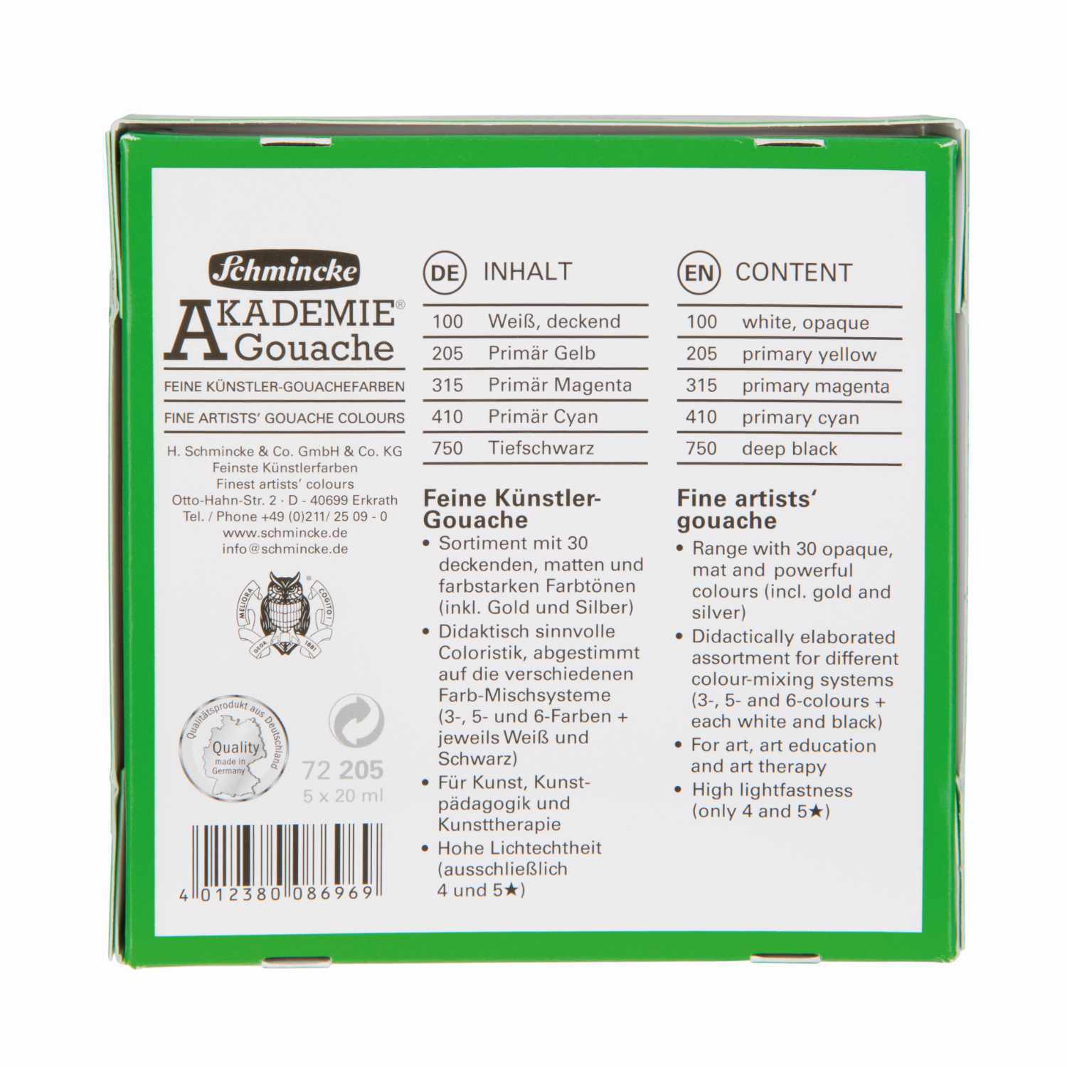Akademie Gouache Kartonset 5x20ml von H. Schmincke & Co. 