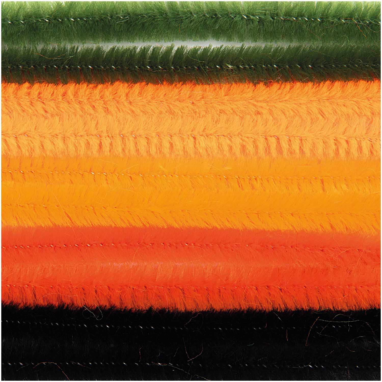Chenilledraht-Mix 50cm 10 Stück von Rico Design in Orange-Schwarz. Verschiedene farbige Drähte in Nahaufnahme.
