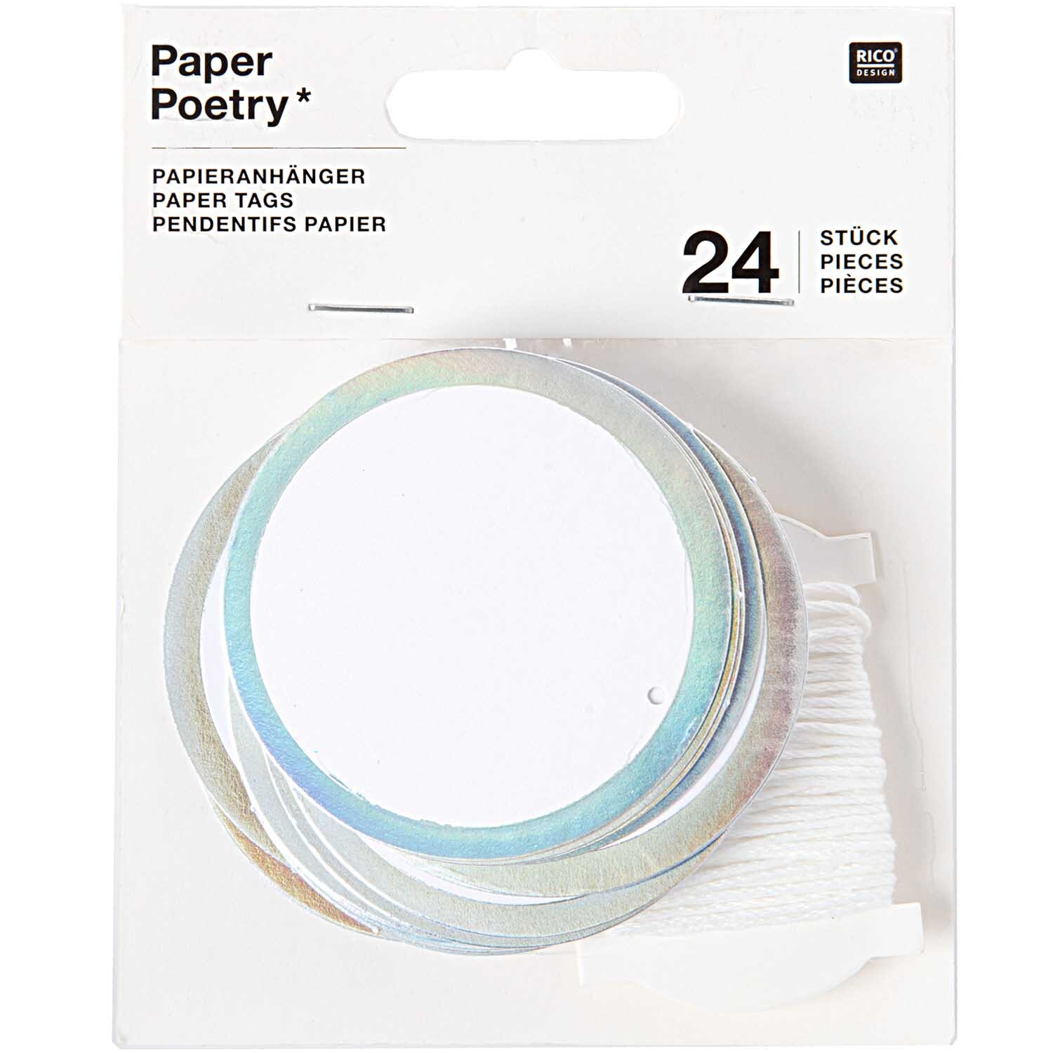 Paper Poetry Papieranhänger Kreis mit Hot Foil 6cm 24 Stück Farbe Irisierend von Rico Design