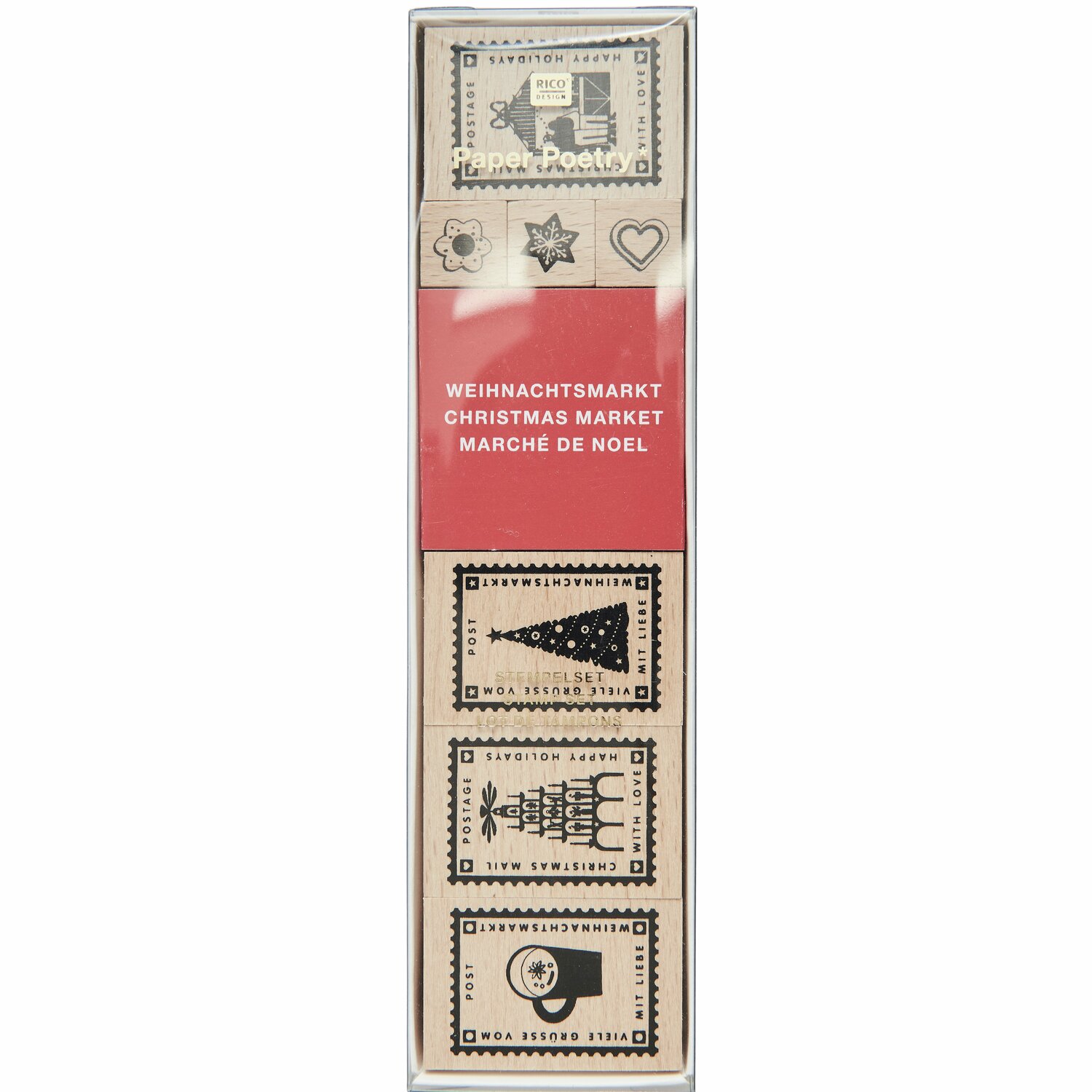 Paper Poetry Stempelset Weihnachtspost 8-teilig von Rico Design
