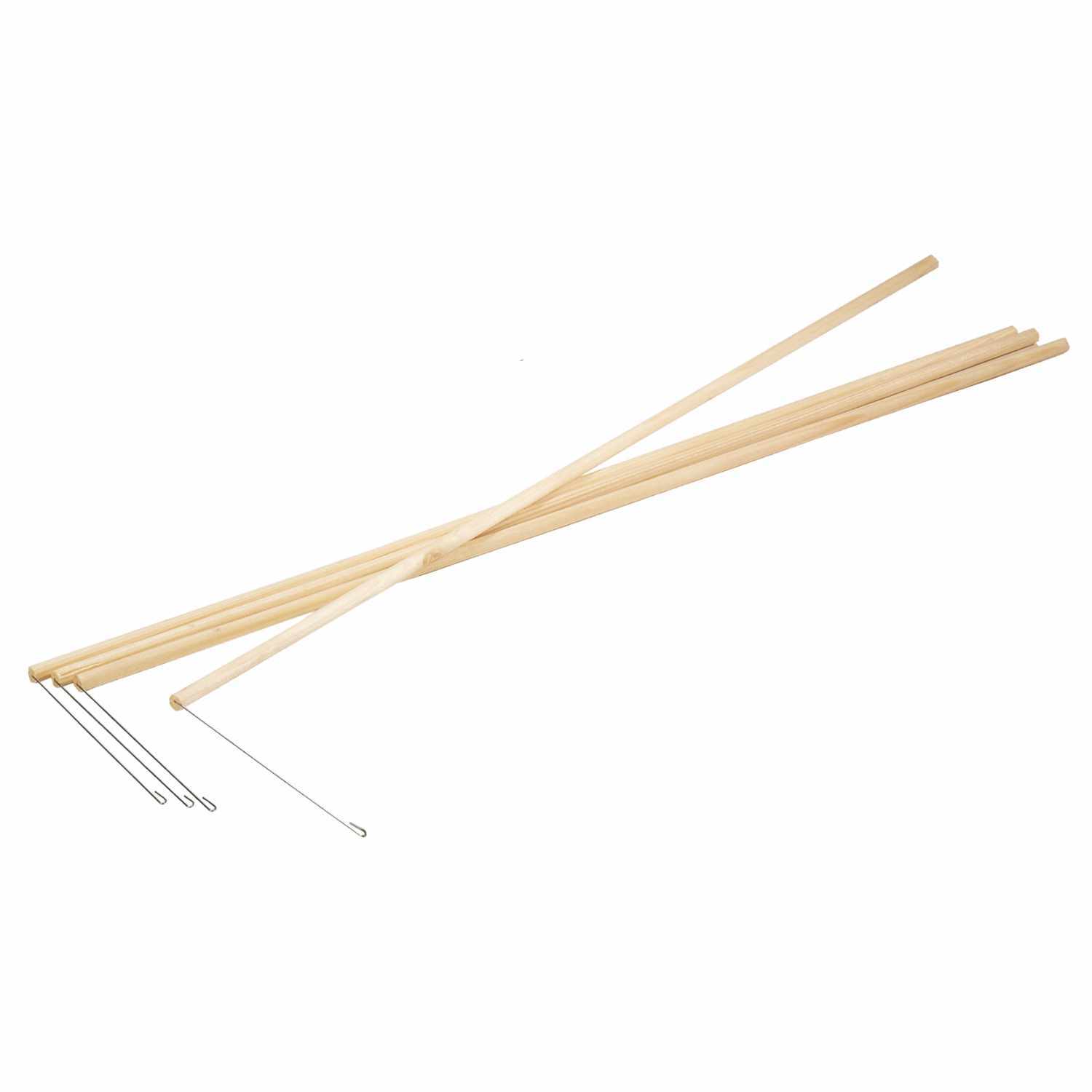 Laternenstab Holz mit Drahtbügel 60cm 50 Stück von folia. Holzstäbe mit Metallbügeln, ideal für Laternen.