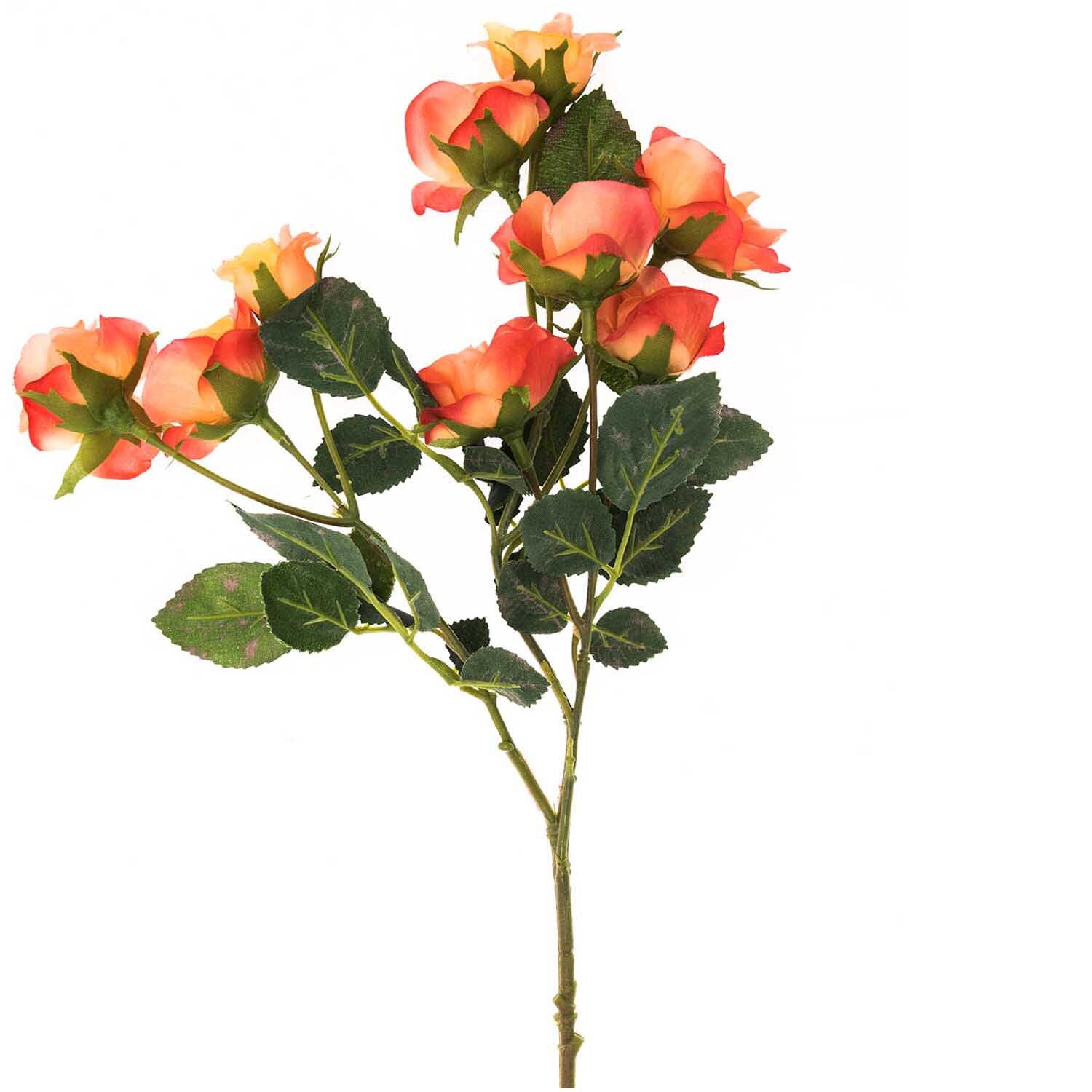 Rosenzweig apricot 33cm mit zarten Blüten und grünen Blättern, ideal für kreative Dekorationen.