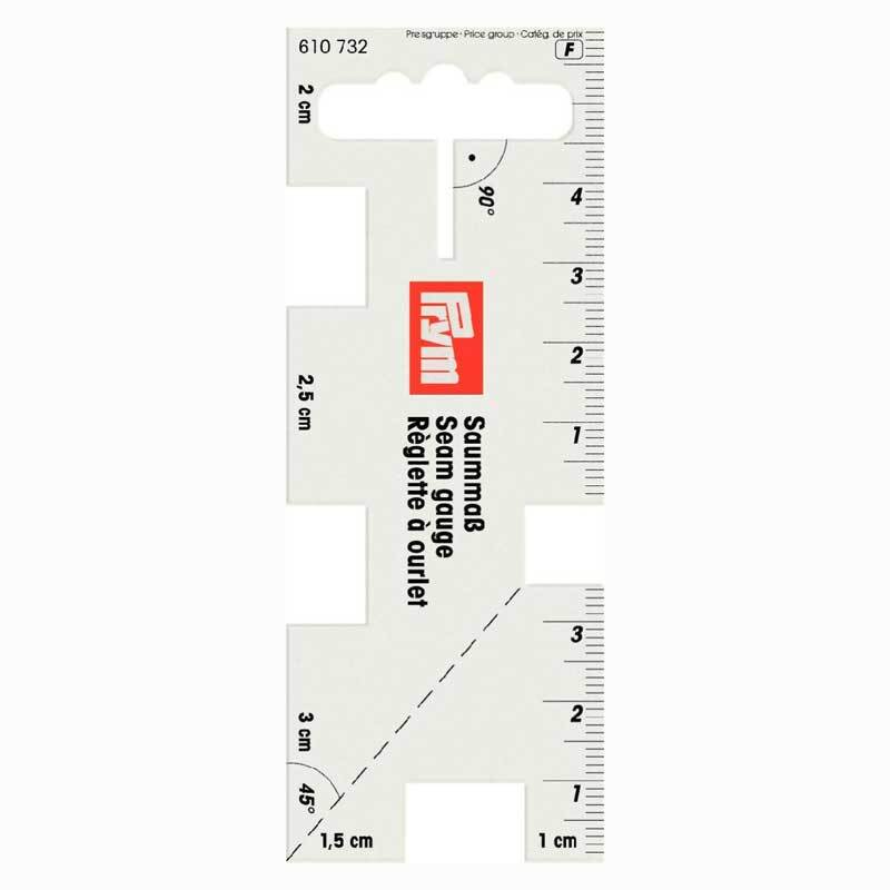 Saummaß transparent 4x10,5cm von Prym, ideal zum präzisen Messen und Markieren beim Nähen.