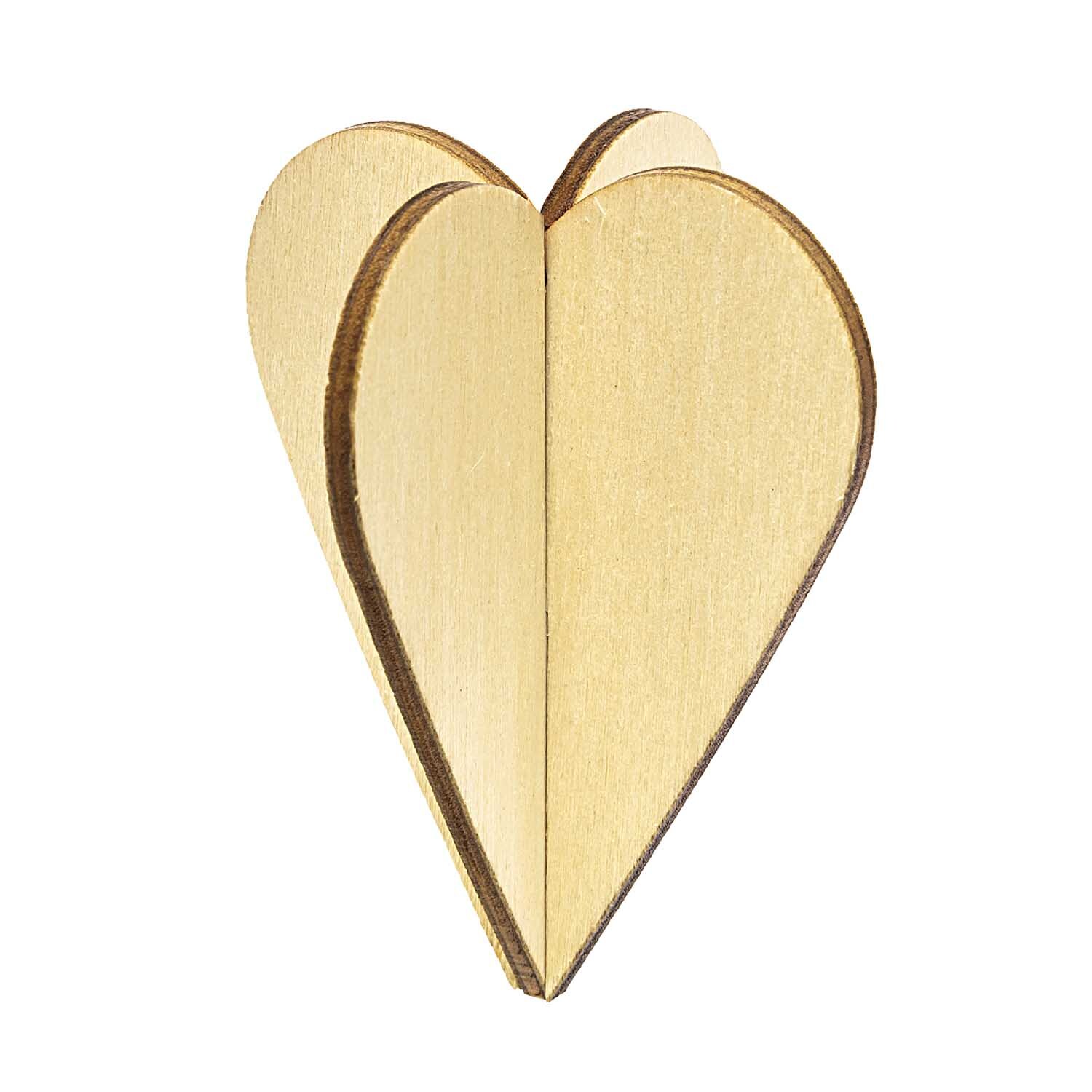 Steckherzen 5,5x6,5cm 3 Stück: Braune, ineinander steckbare Herzen von Rico Design vor schwarzem Hintergrund.