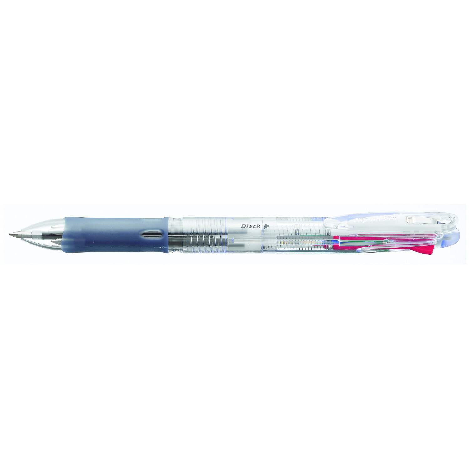 Kugelschreiber Clip On Slim 4 Farben mit transparentem Gehäuse und 0,7mm Spitze von ZEBRA.
