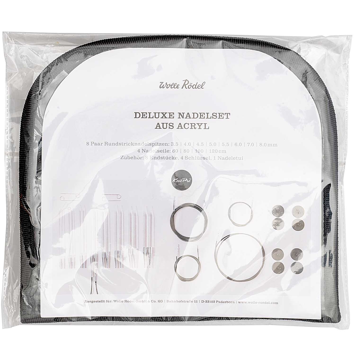 KnitPro Deluxe Nadelset Acryl, 25-teilig, in transparenter Verpackung von Wolle Rödel.