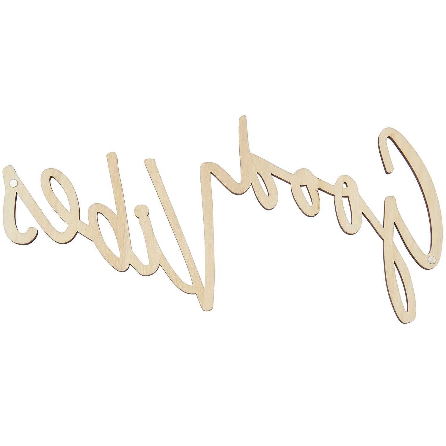 Holzschriftzug "Good Vibes" in natürlichem Holzton, magnetisch, von Rico Design, 26x13cm.