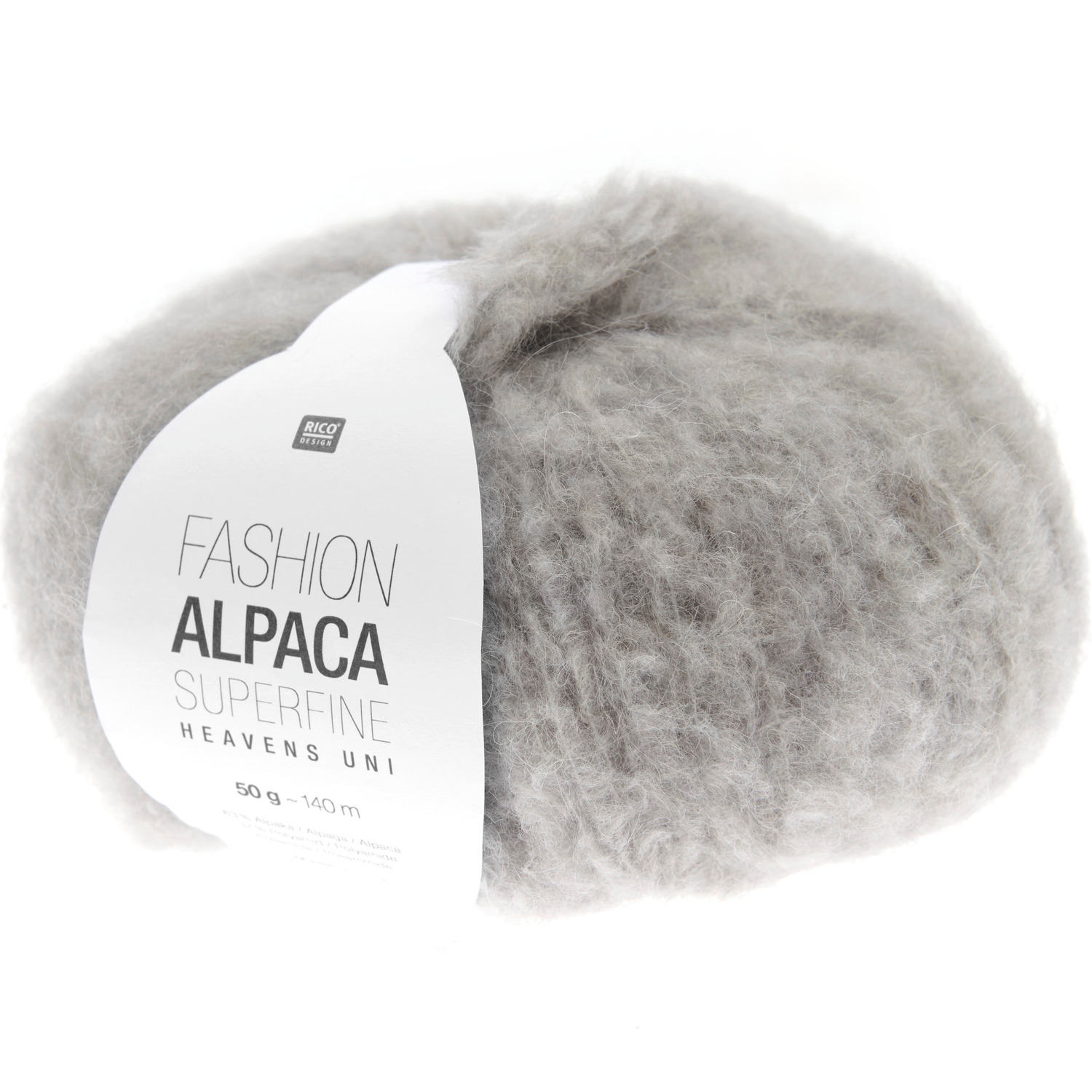 Fashion Alpaca Superfine Heavens Uni: Weiches, graues Garnknäuel von Rico Design, ideal für Stricksets wie Pullover und Poncho.