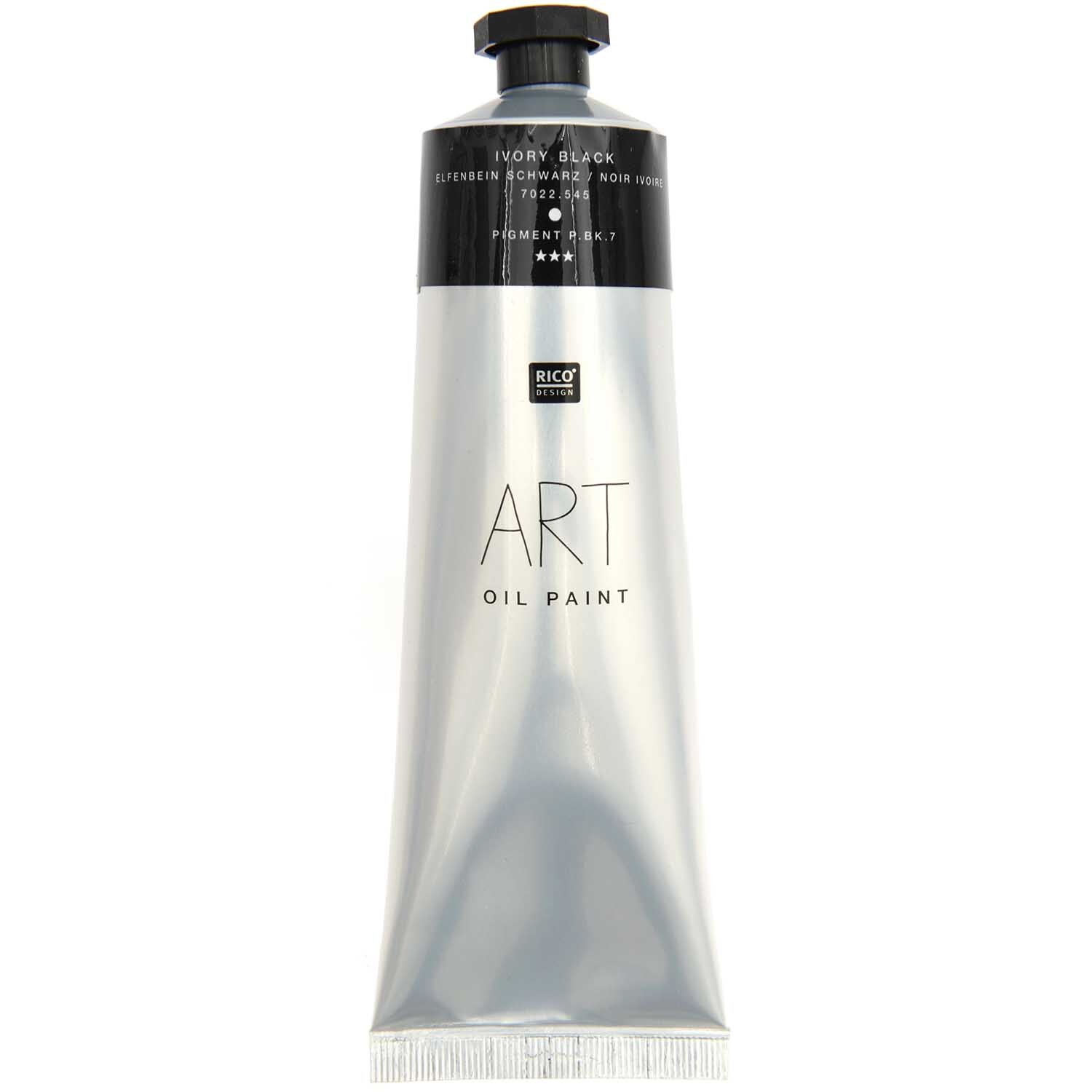 Art Öl Elfenbein Schwarz: Tube mit 150ml hochwertiger Ölfarbe von Rico Design, ideal für Künstler.