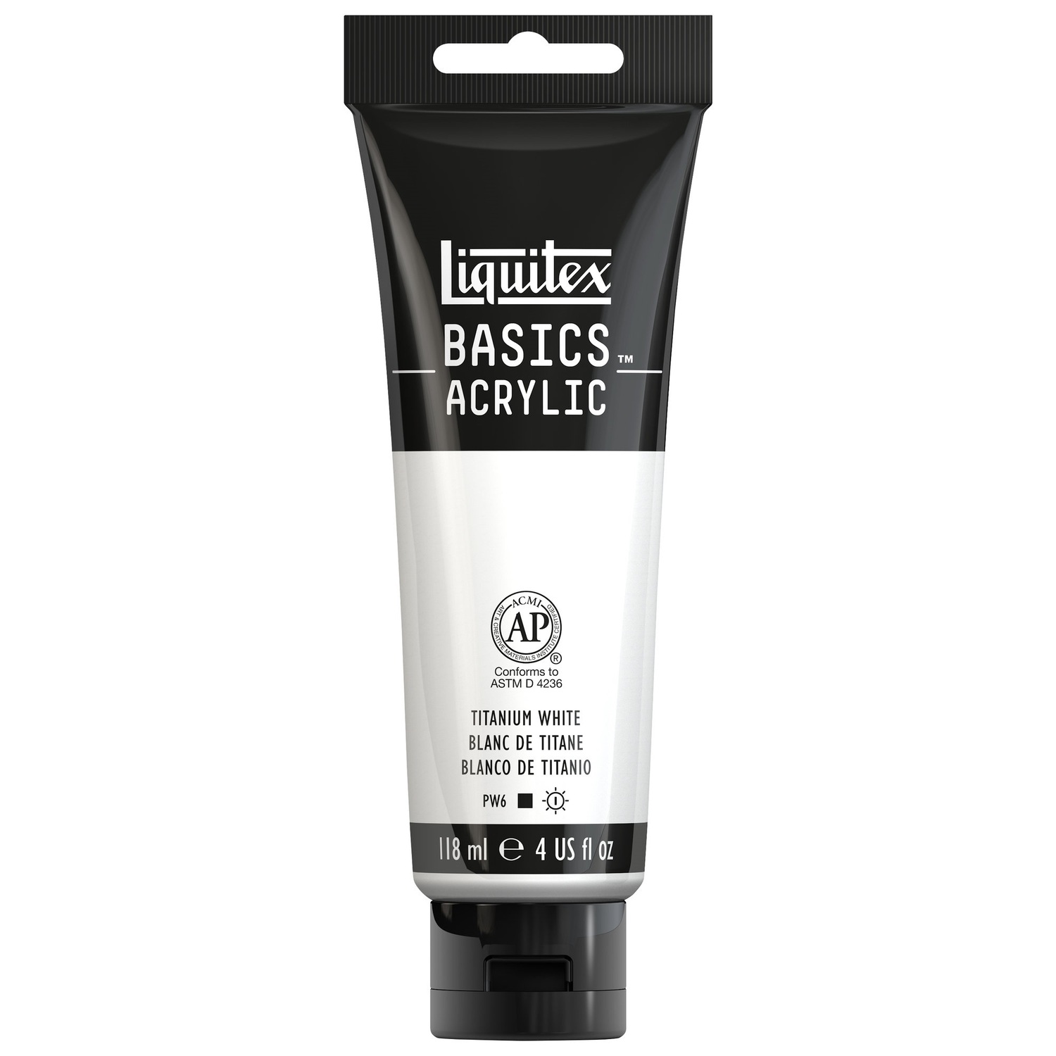 Basics Acrylfarbe 118ml in einer Tube, Titanweiß, von Liquitex, ideal für Künstler.