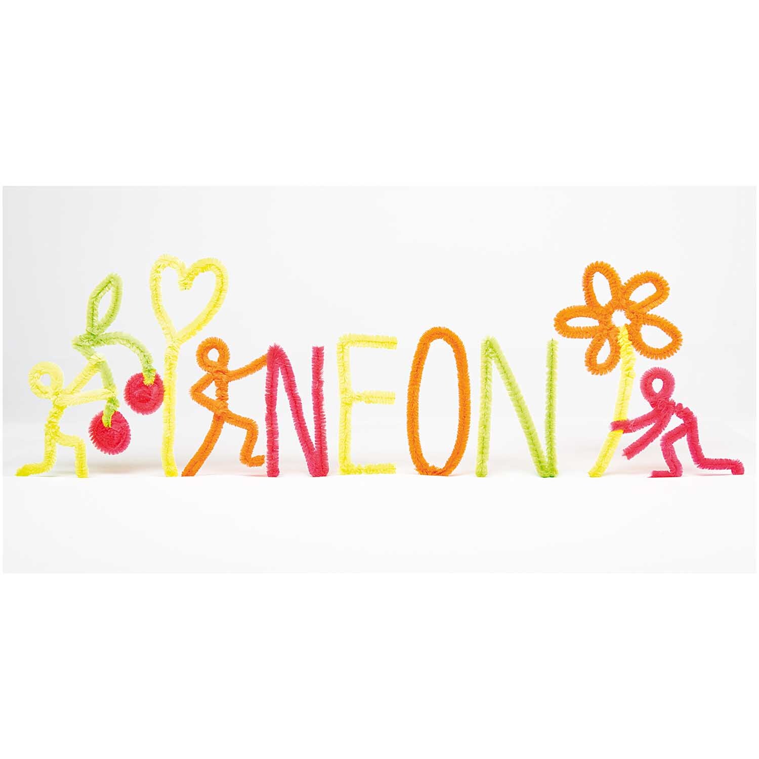 Chenilledraht-Mix 50cm 10 Stück: Bunte Figuren und Formen aus Neon-Chenilledraht von Rico Design.