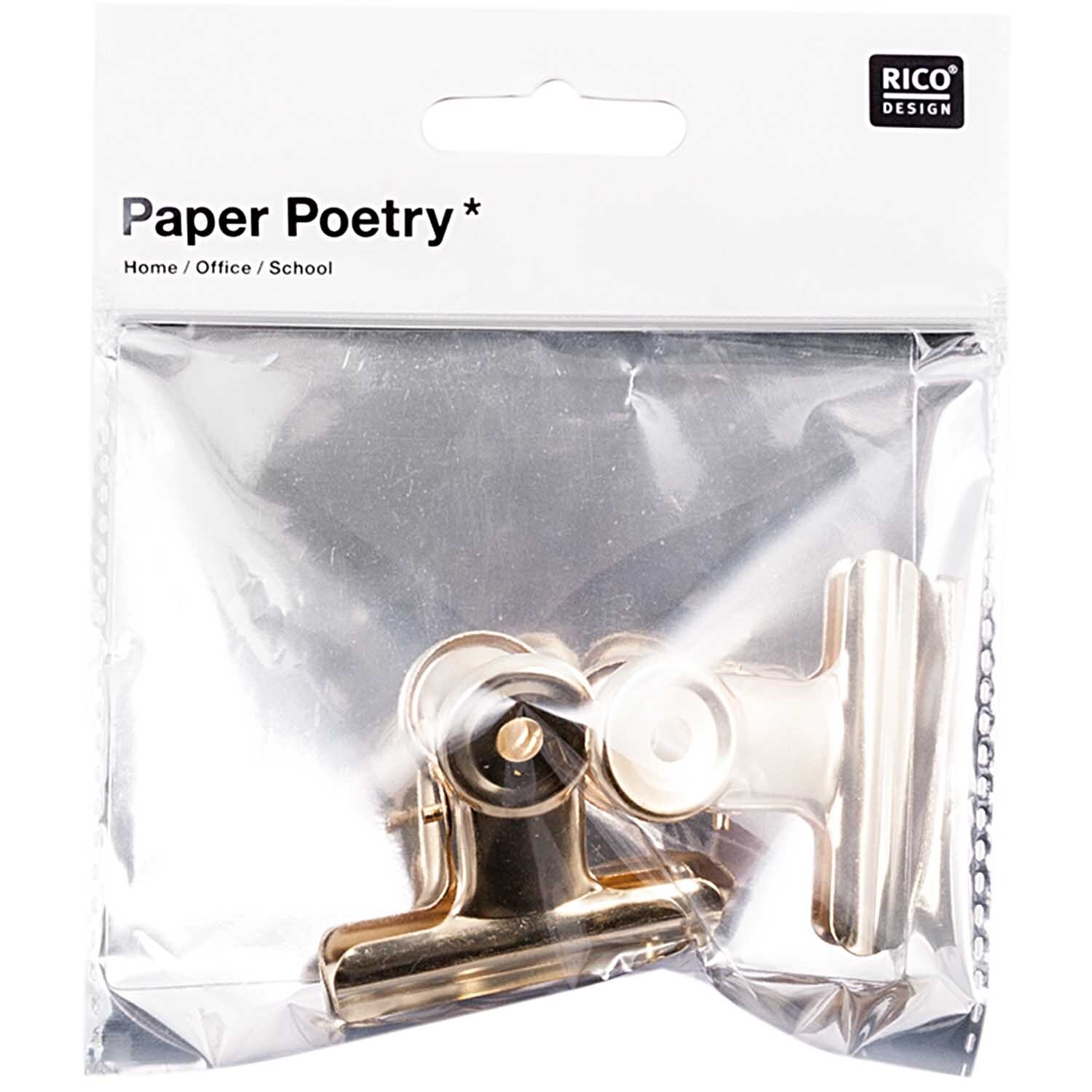 Paper Poetry Klemmbrettklammern gold 50mm 2 Stück von Rico Design