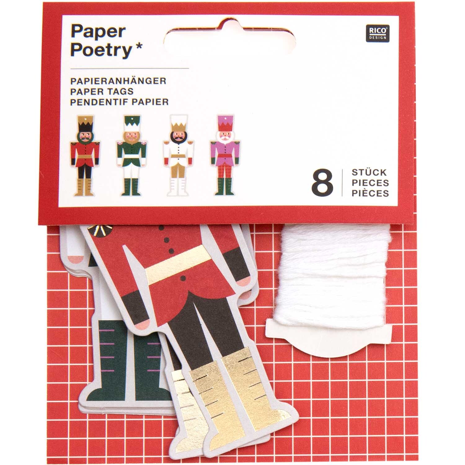 Paper Poetry Papieranhänger Nussknacker 8 Stück von Rico Design