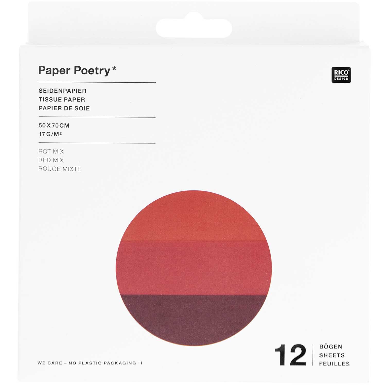 Paper Poetry Seidenpapier rot sortiert 50x70cm 12 Bögen von Rico Design
