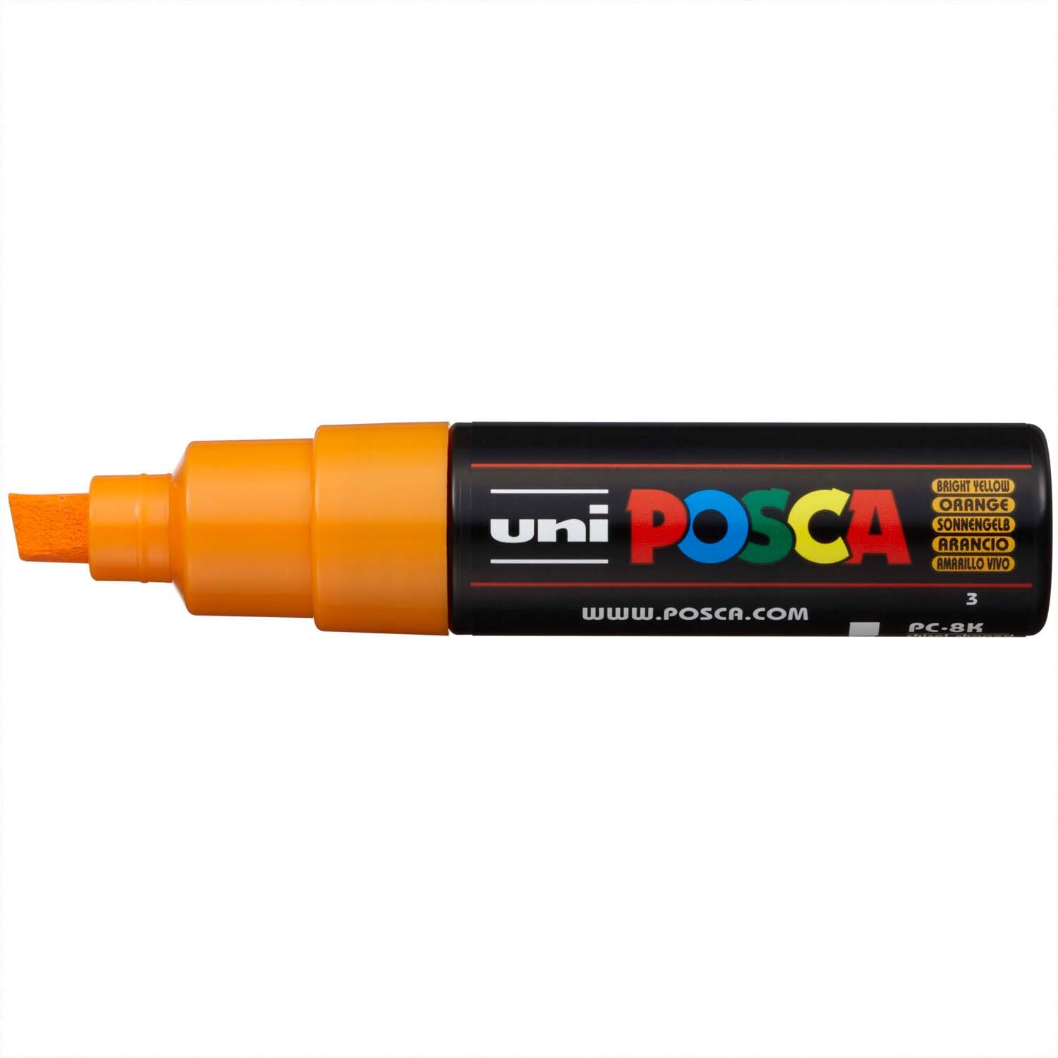 POSCA-Marker PC-8K 8mm in sonnengelb von uni, ideal für kreative Projekte, mit breiter Spitze.
