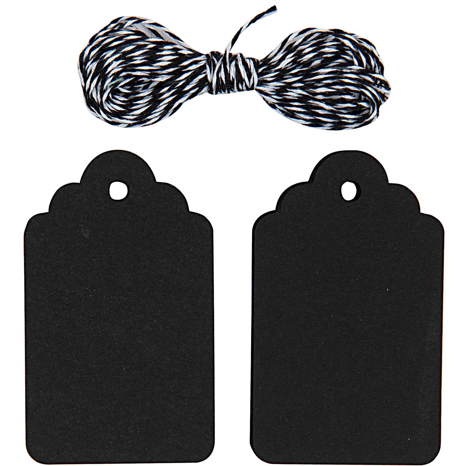 Paper Poetry Geschenkanhänger Ornament in Schwarz mit 20 Stück und Kordel von Rico Design.