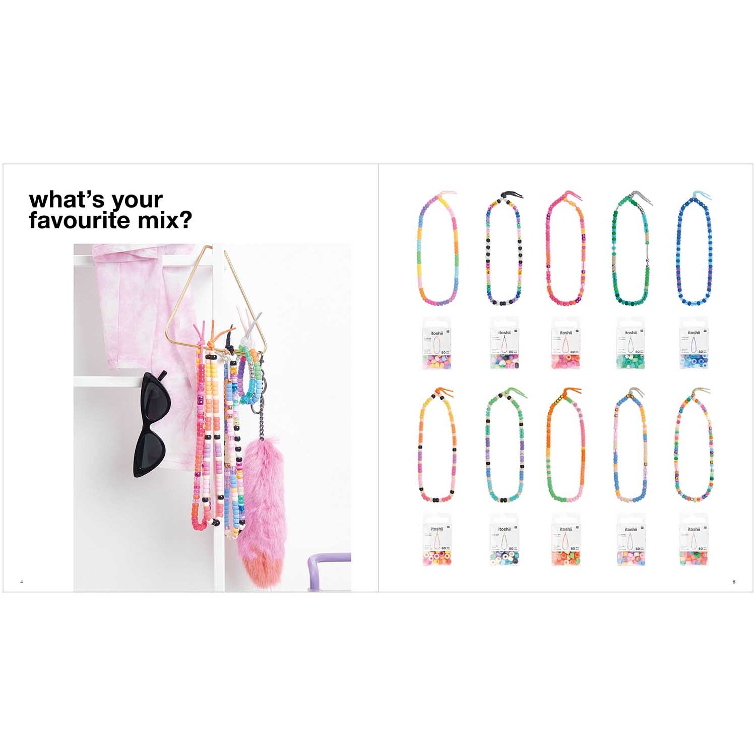 Heft itoshii -Ponii Beads: Bunte Perlenketten von Rico Design, perfekt für kreative Schmuckprojekte.