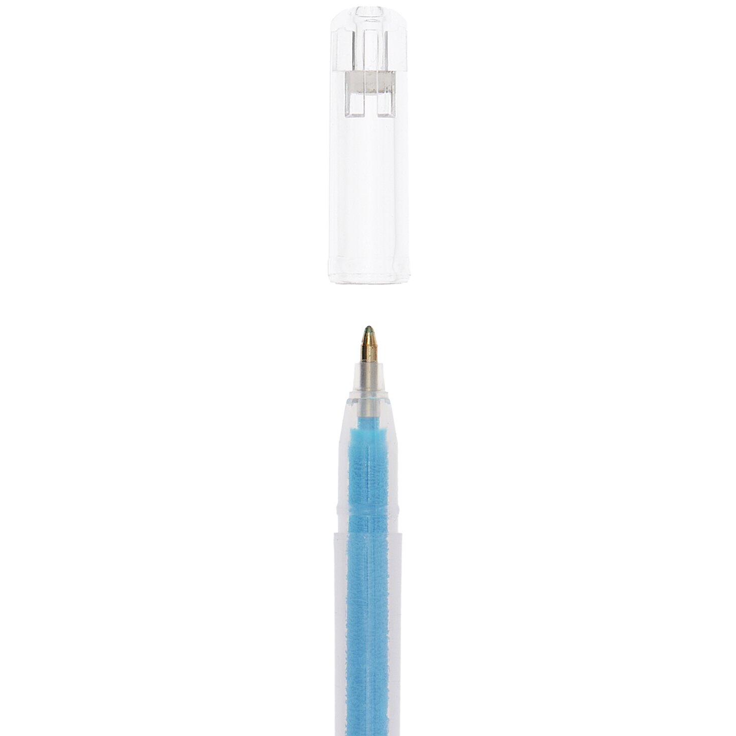 Gelstift Neon 0,8mm, blau, von Rico Design. Transparente Kappe, feine Spitze, ideal für präzises Schreiben.