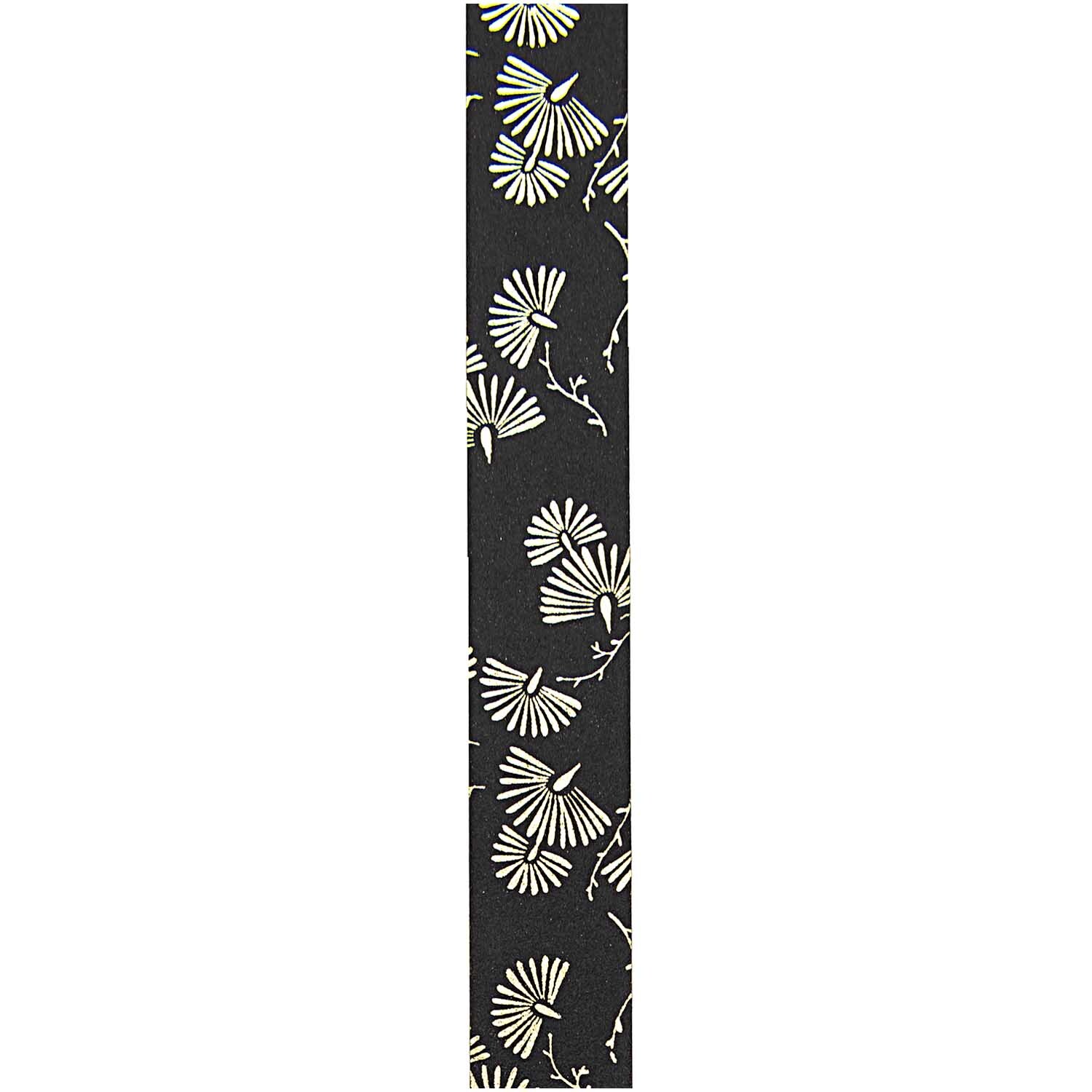 Paper Poetry Tape Jardin Japonais mit Farnblättern auf schwarzem Hintergrund von Rico Design. Ideal für kreative Projekte.