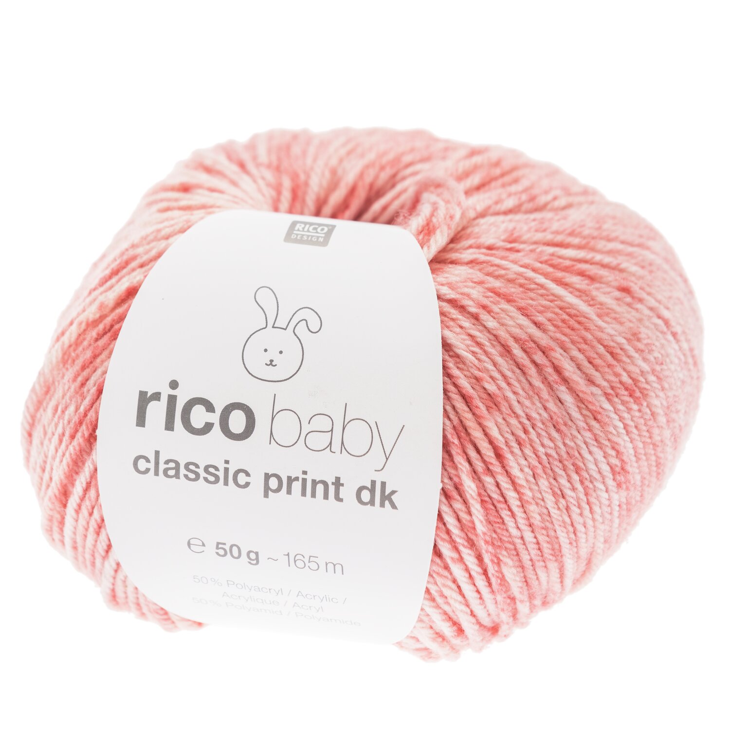 Rico Baby Classic Print dk: Weiches Garn in Rosa, ideal für Babyprojekte, 50g Knäuel von Rico Design.