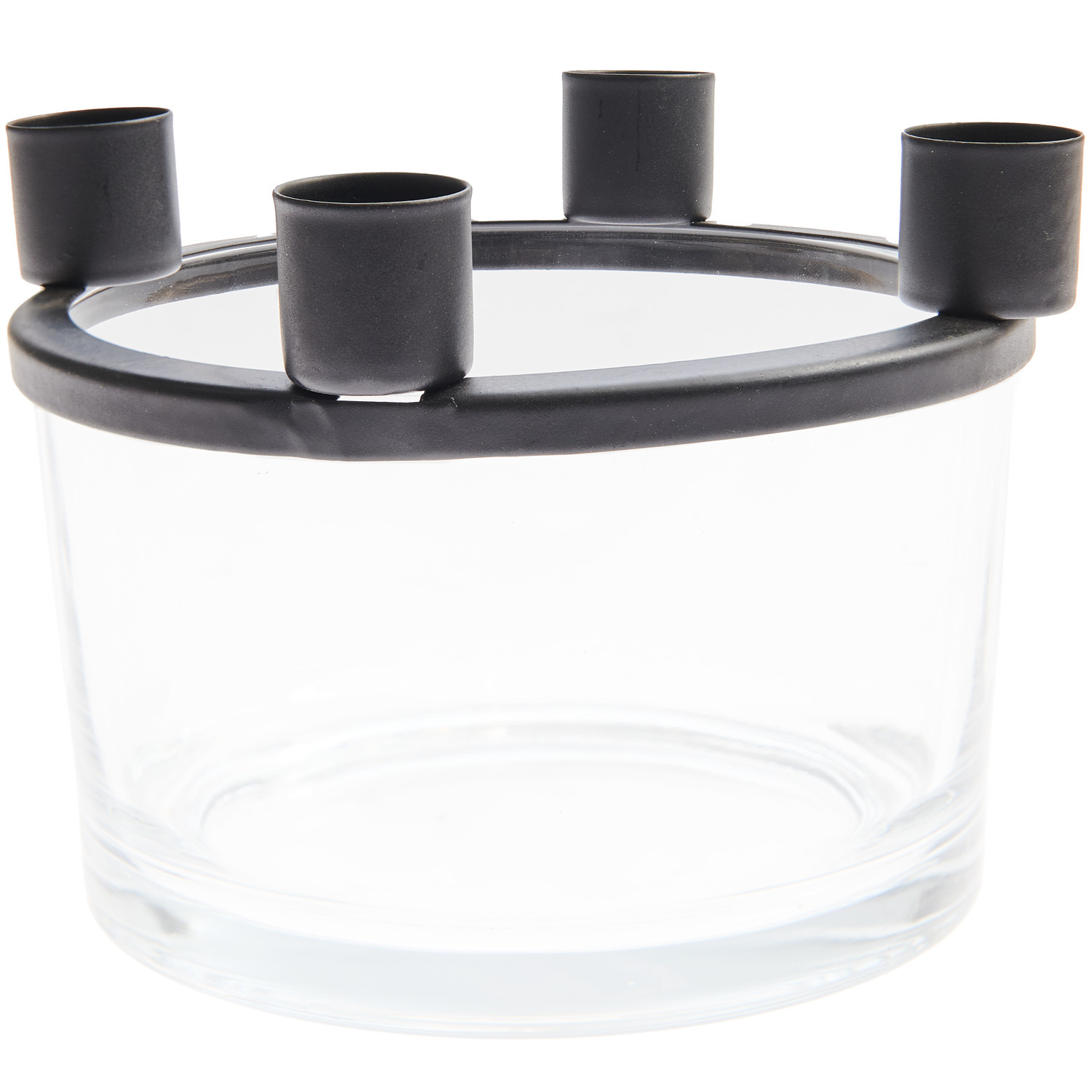 Advent-Metallkerzenhalter mit Glasvase, schwarz, von Rico Design, ideal für festliche Dekorationen.