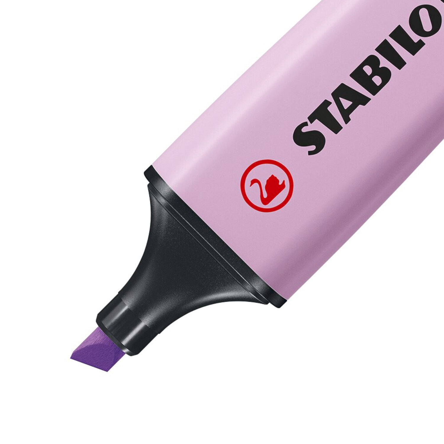 Textmarker Boss Original Pastell 4 Stück, STABILO, lila Spitze, ideal für präzises Markieren.