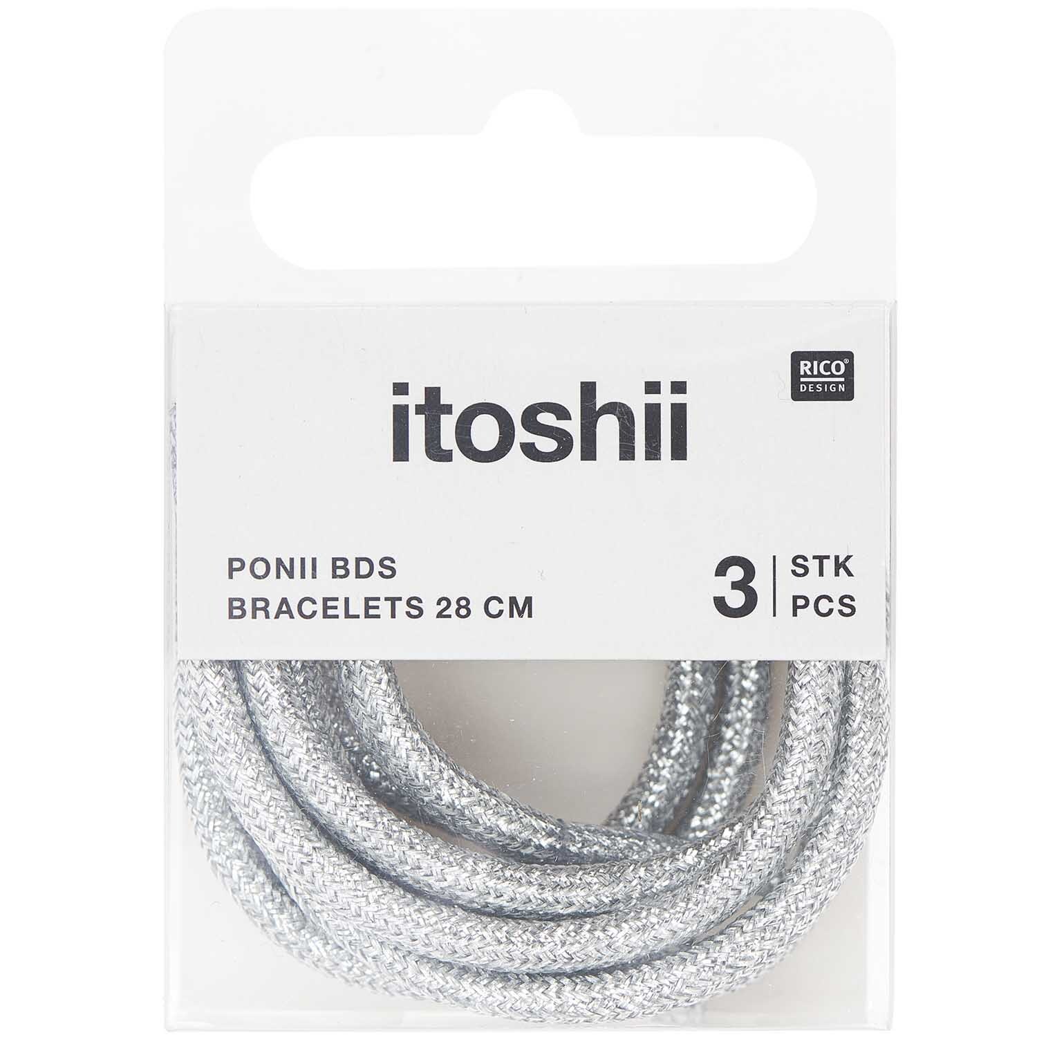 itoshii - Ponii Beads Armbänder 3 Stück Farbe Silber Glitzernd von Rico Design