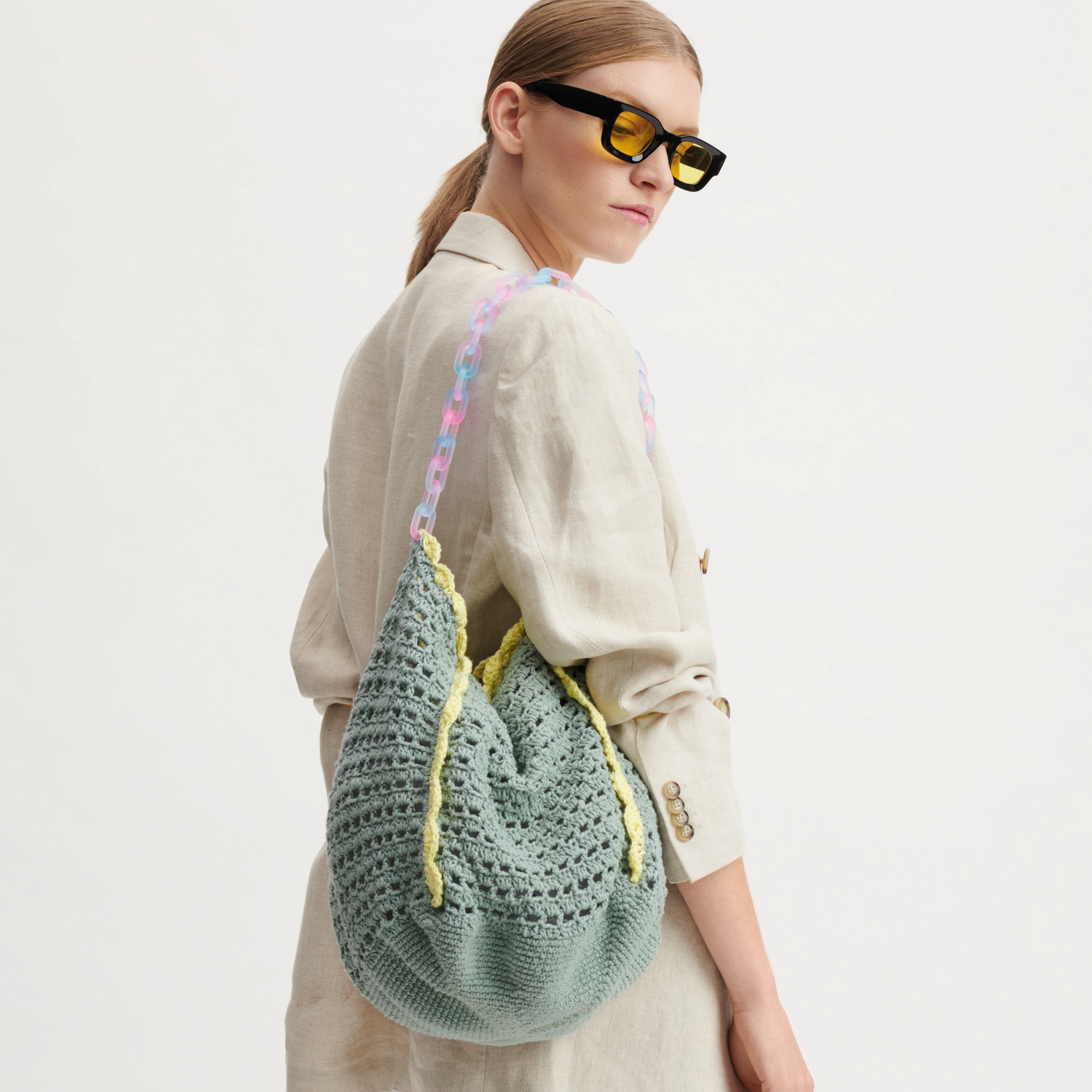 Häkelset Tasche Modell 29 aus Made by Me Nr. 18 mit Kettengliedern von Rico Design