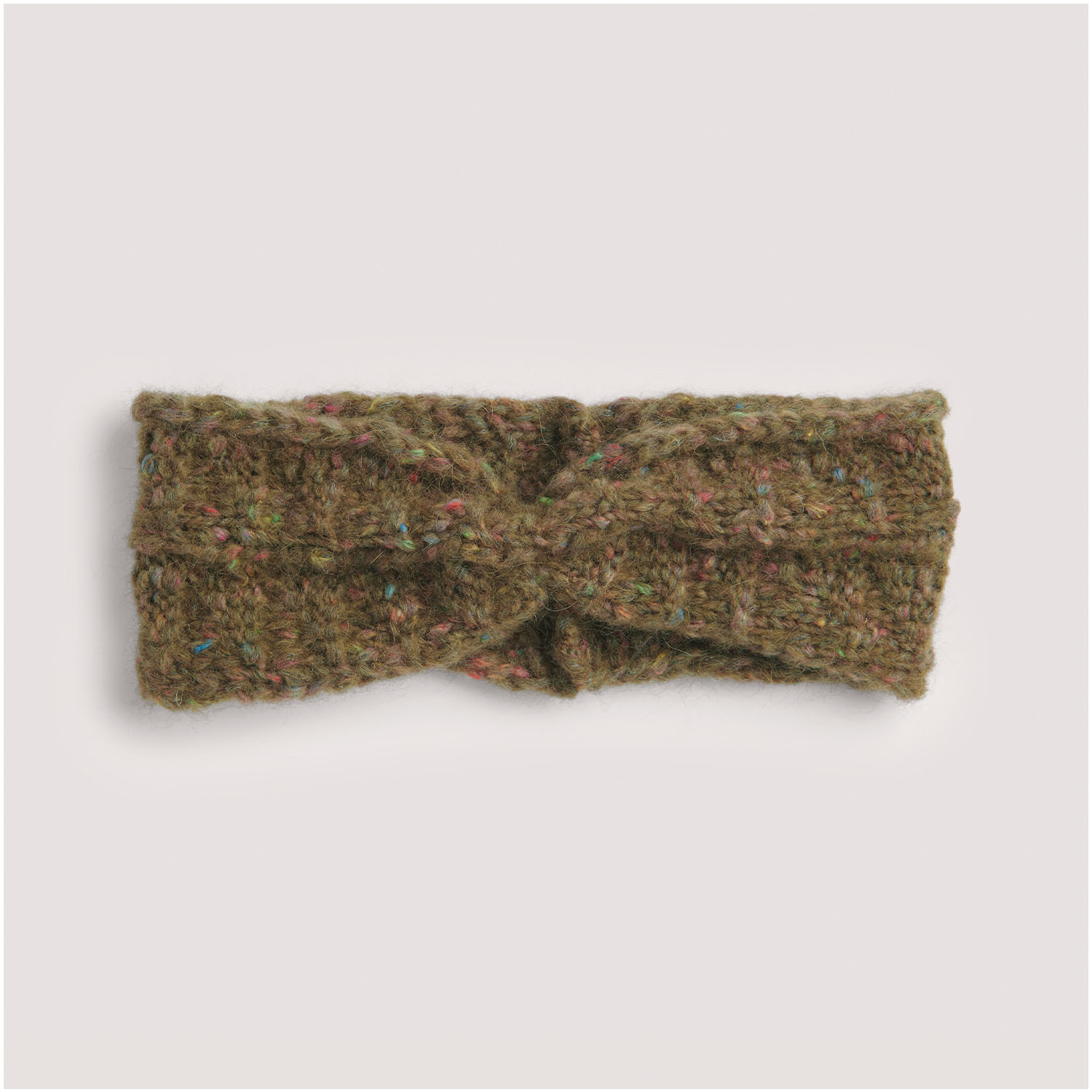 Strickset Stirnband Modell 04 aus Die Neue Masche Nr. 8, braun meliert, handgefertigt.
