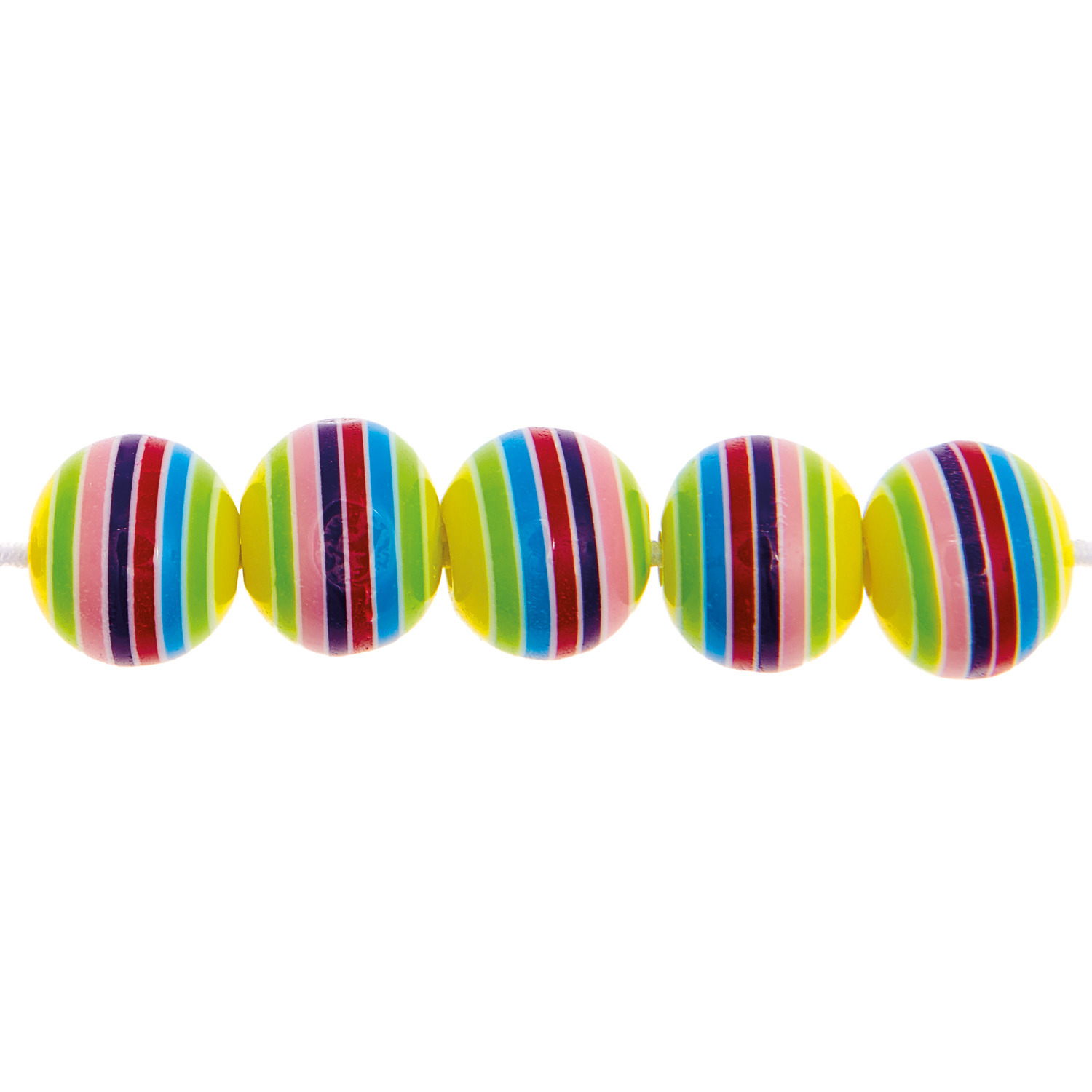 itoshii Gestreifte Perlen lila-gelb Mix 8mm, 48 Stück. Bunte Streifen in lebhaften Farben.