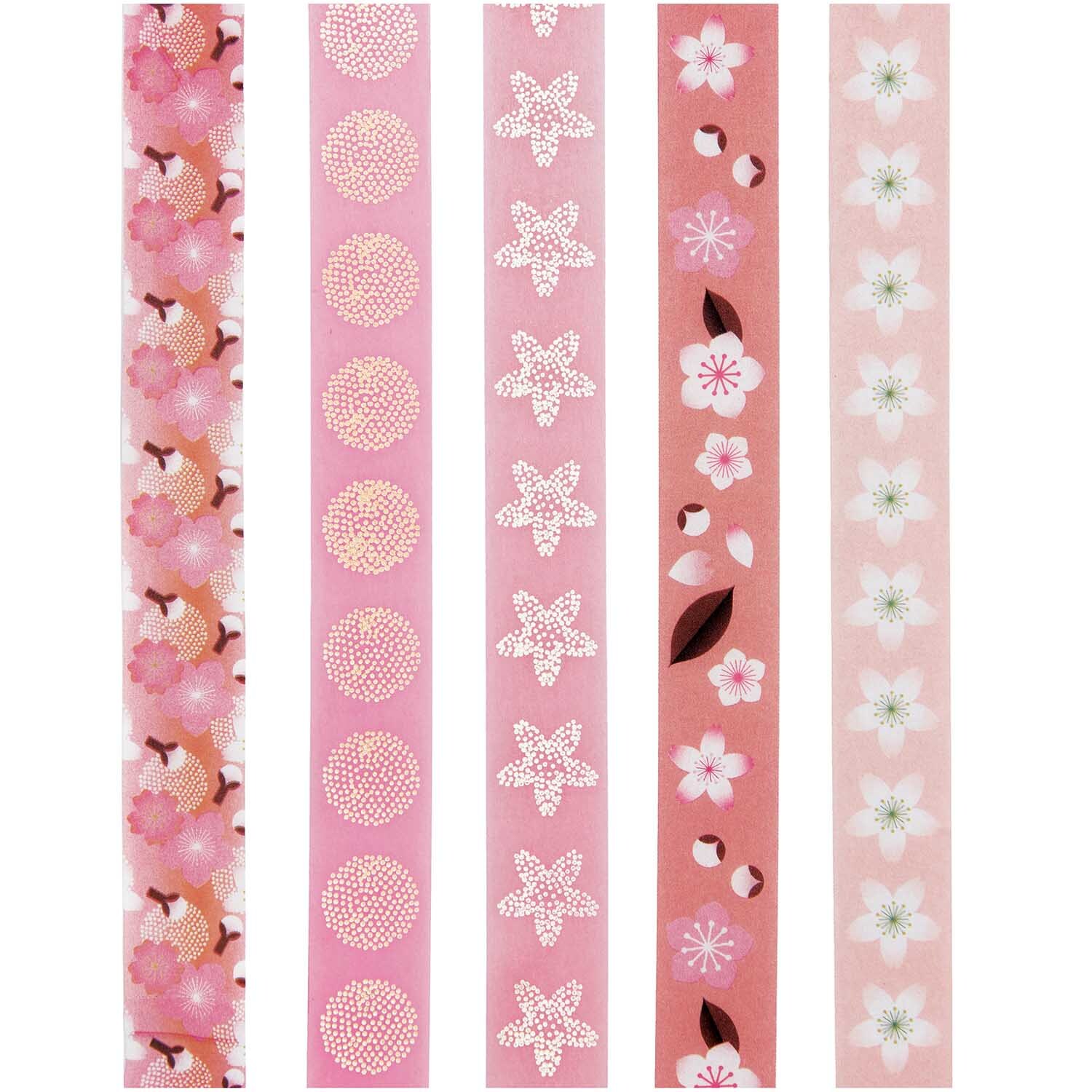Paper Poetry Tape Set Kirschblüten: Fünf dekorative Washi-Tapes mit Kirschblütenmotiven von Rico Design. Ideal für kreative Projekte.