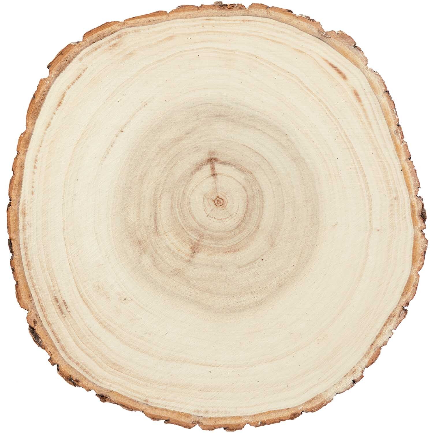 Holzscheibe groß, ideal für Dekorationen, mit natürlicher Maserung, von Rico Design, 16-19 cm Durchmesser.