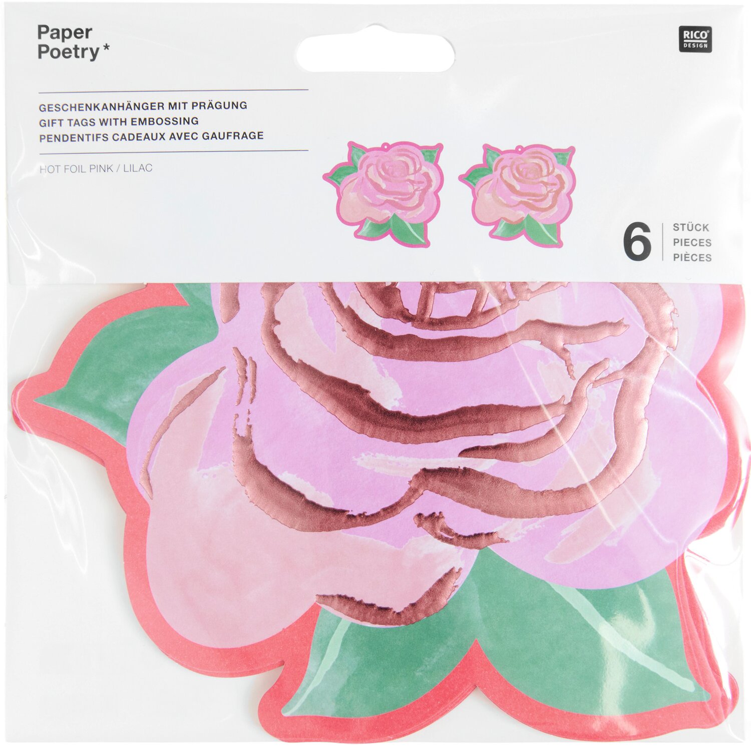 Paper Poetry Geschenkanhänger La Vie en Rose Rosen 6 Stück von Rico Design