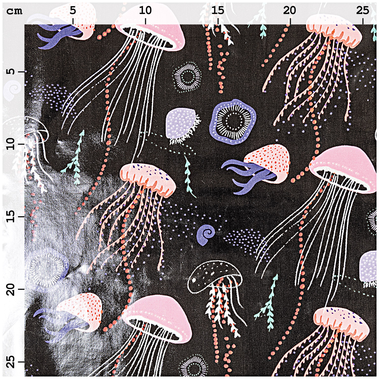Druckstoff beschichtet Mermaid Quallen schwarz-neon Hot Foil 140cm von Rico Design