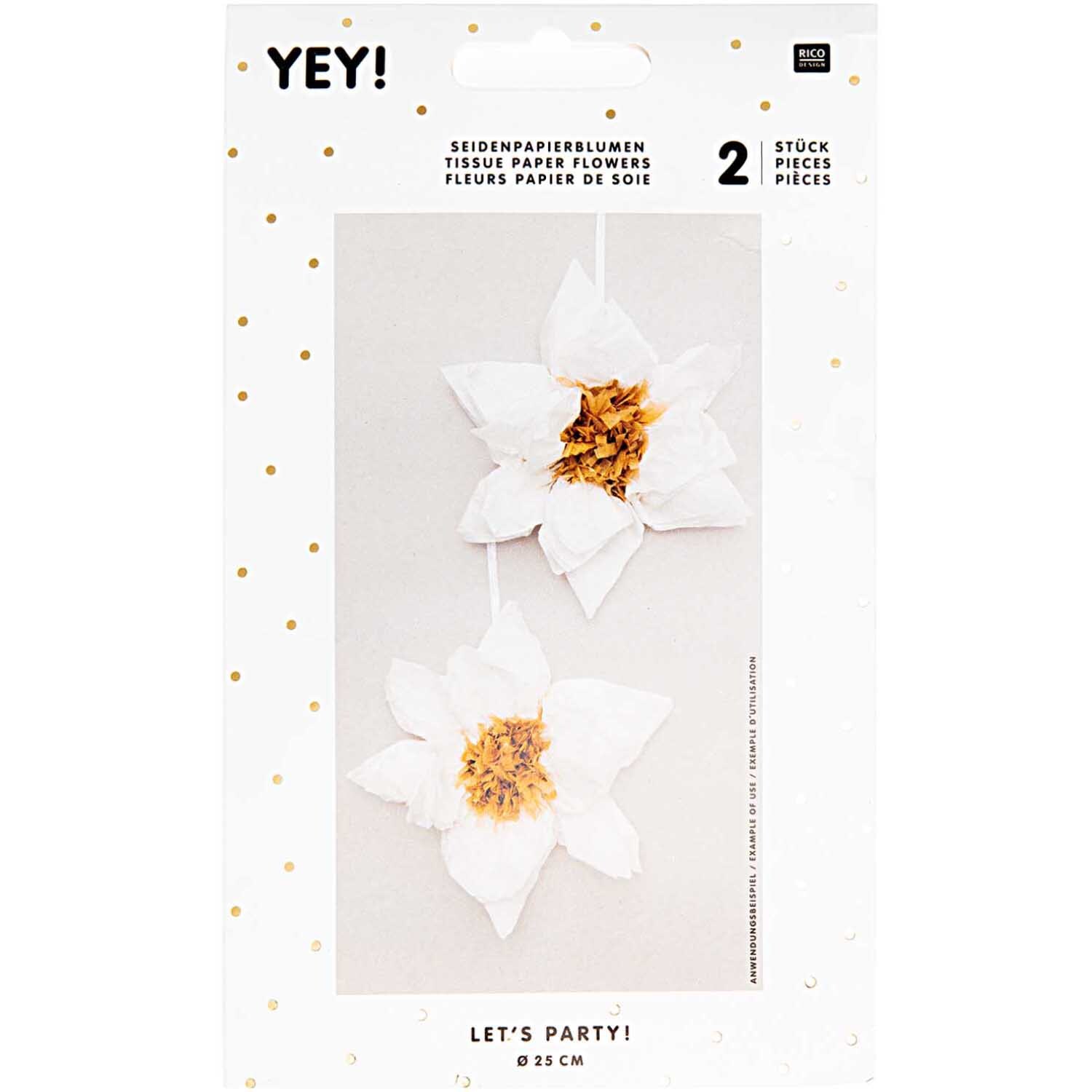 Seidenpapierblumen Weihnachtsstern 25cm 2 Stück Farbe Weiß von Rico Design