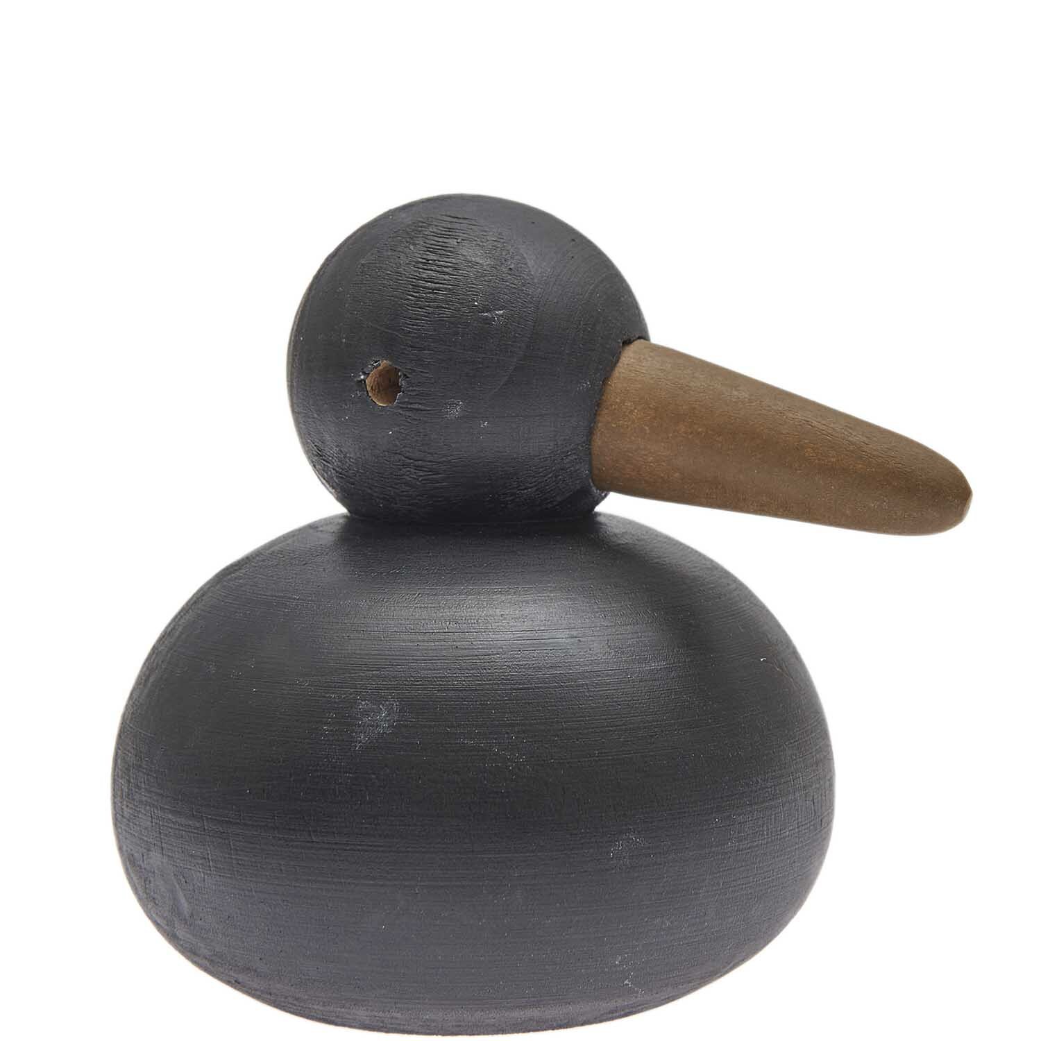 Möwe sitzend Holz schwarz 10x10,5cm von Rico Design: Schwarze Holzfigur einer Möwe mit braunem Schnabel.