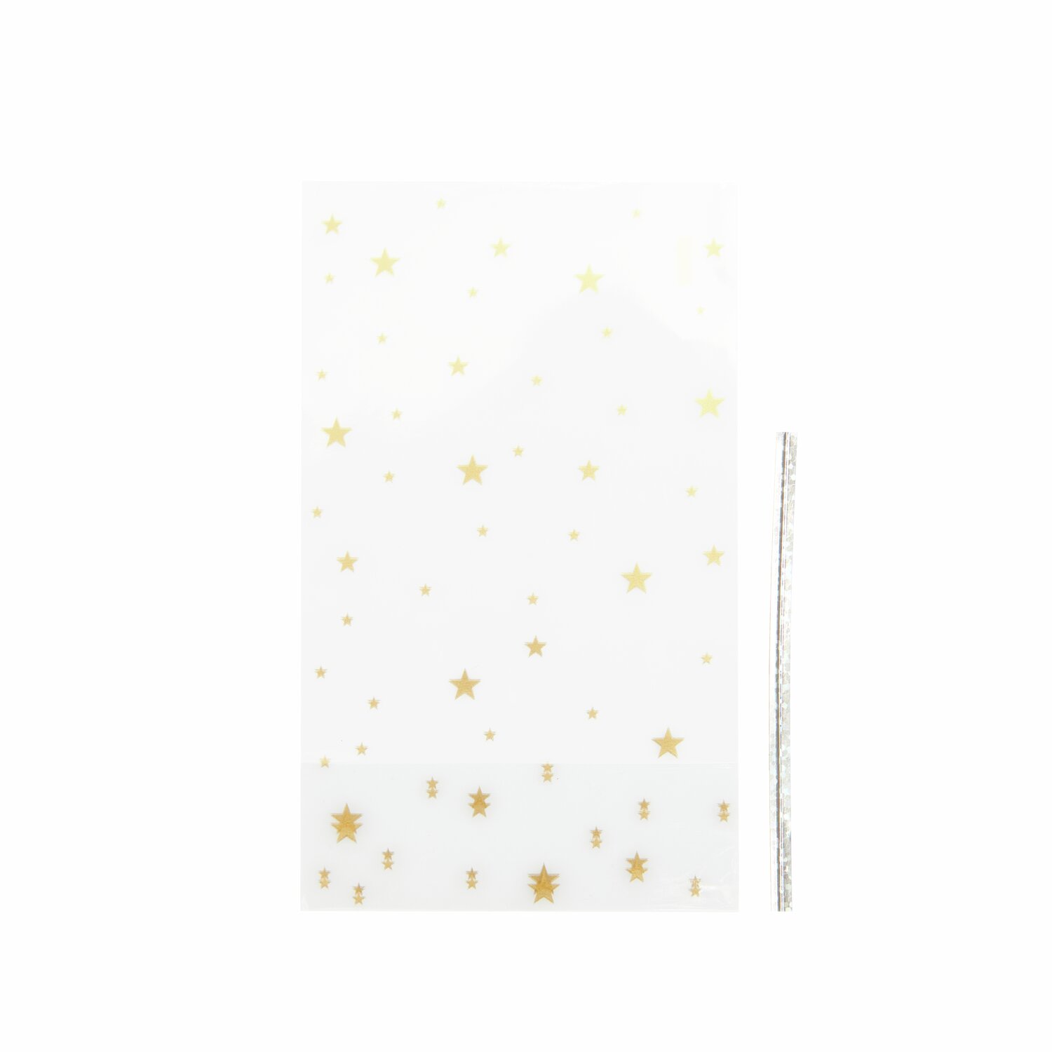 Kekstüten Goldene Sterne, 10 Stück, mit goldenen Sternen auf weißem Hintergrund, ideal für Geschenke.
