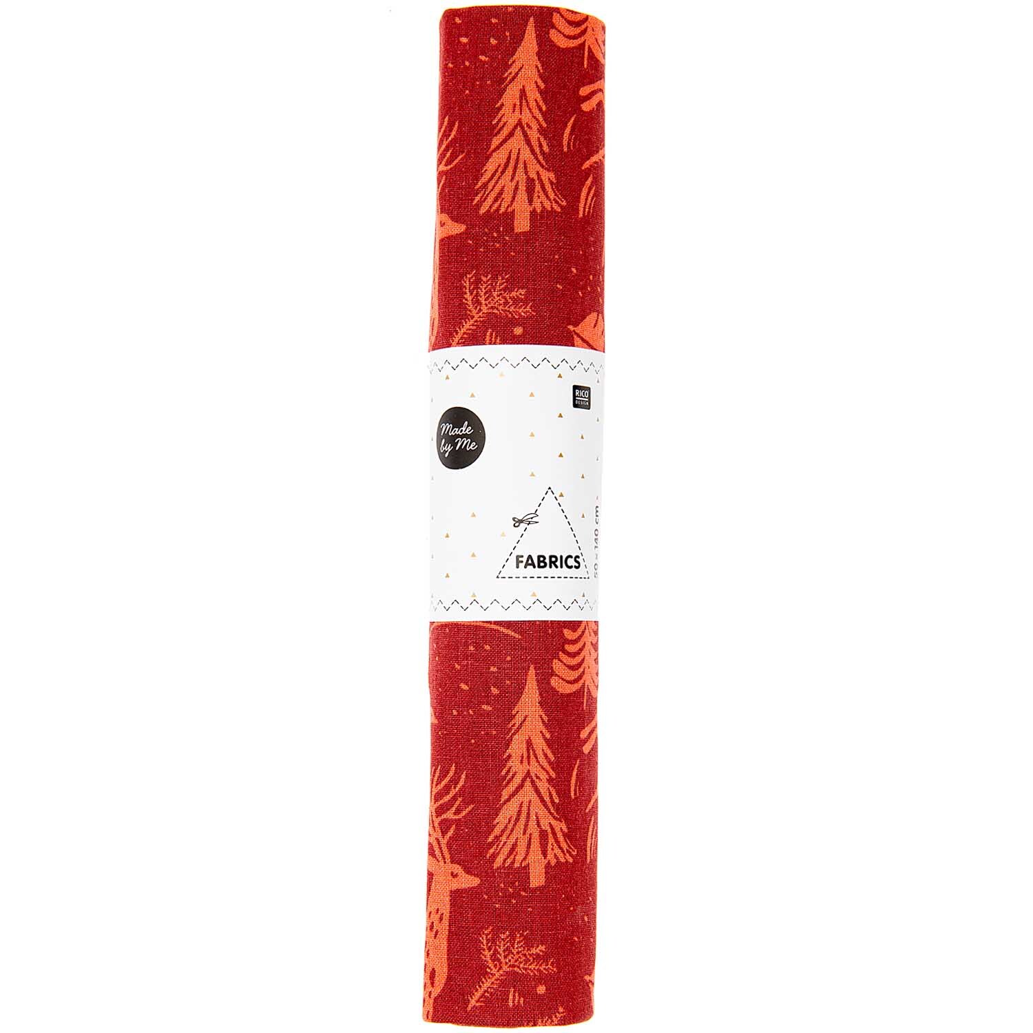 Druckstoff Nostalgic Christmas Winterwald rot 50x140cm von Rico Design