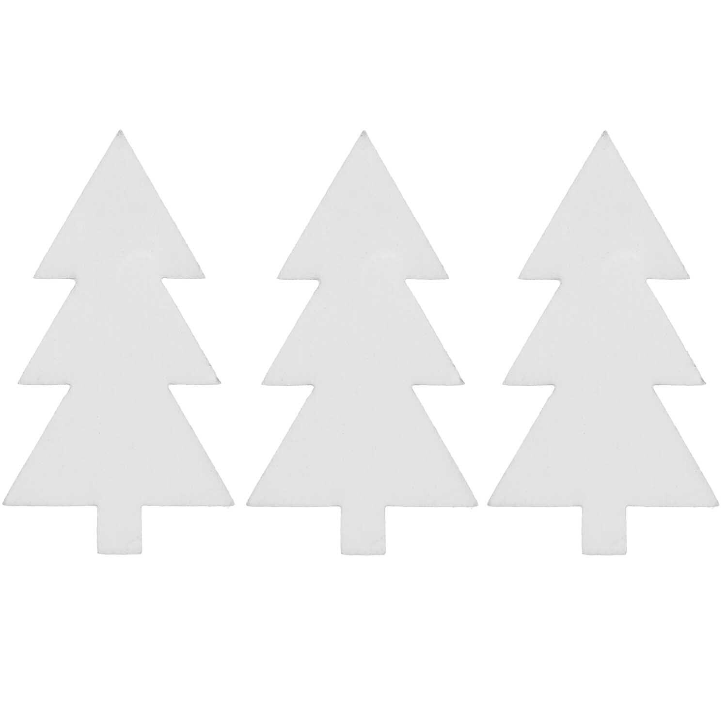 Holzstreu Tanne 20x36mm, 36 Stück, von Rico Design. Weiße Tannenbaum-Dekorationen in schlichter Form.