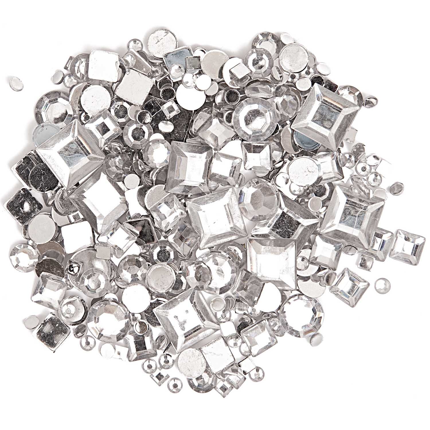 Strass Mix Kreis und Quadrat transparent ca. 800 Stück von Rico Design. Verschiedene Formen in klarer Optik, ideal für kreative Projekte.