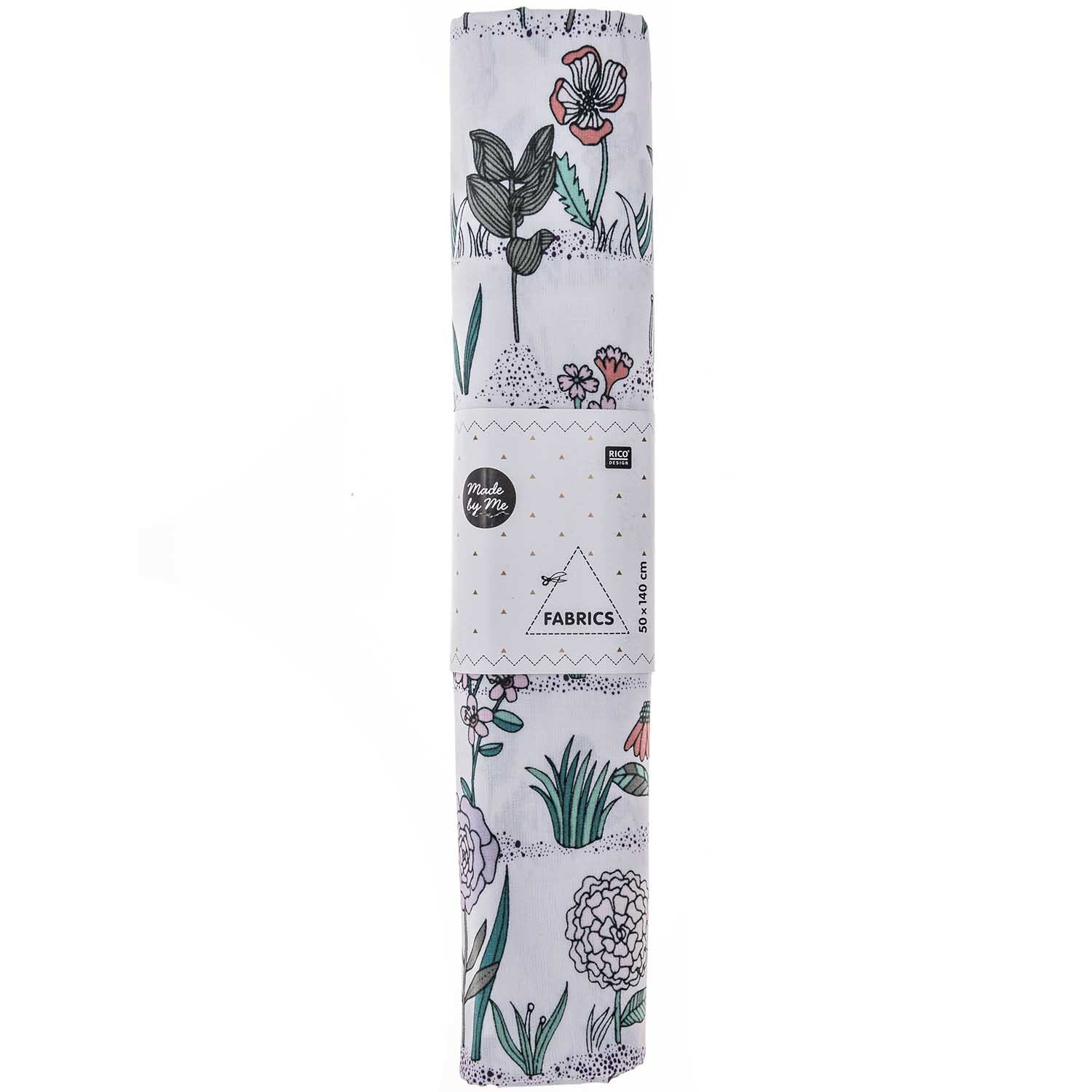 Druckstoff Hygge Pflanzen und Gräser weiß 50x140cm von Rico Design