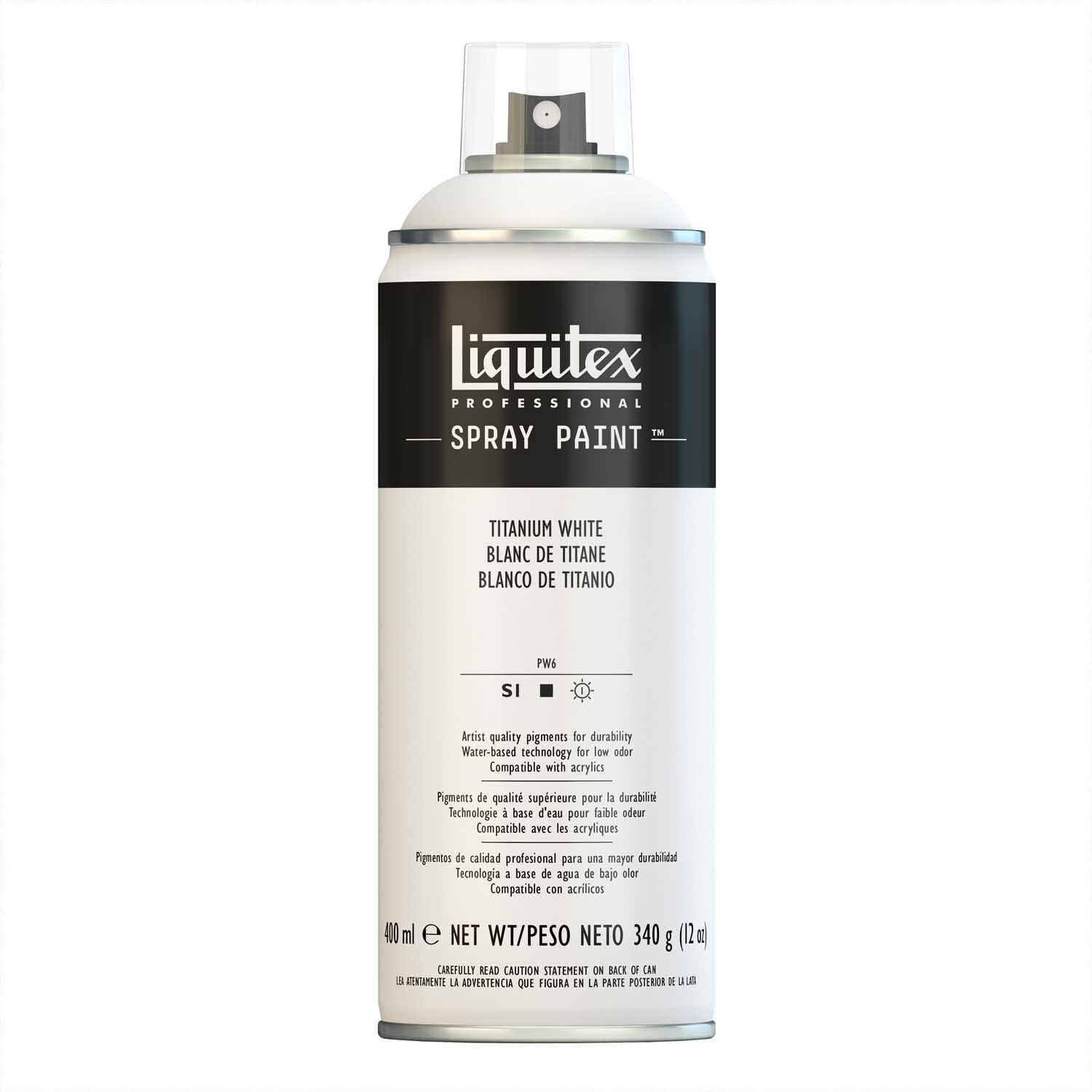 Acrylspray 400ml von Liquitex in Titanweiß, ideal für kreative Projekte und Kunstwerke.