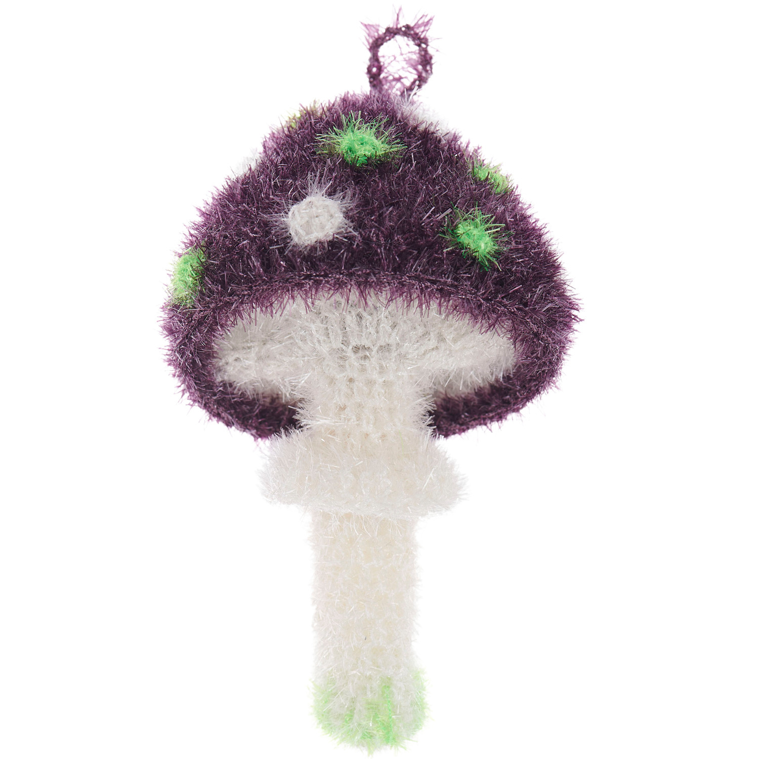 Häkelset Creative Bubble Shrooom: Flauschiger lila Pilz mit grünen Akzenten von Rico Design.